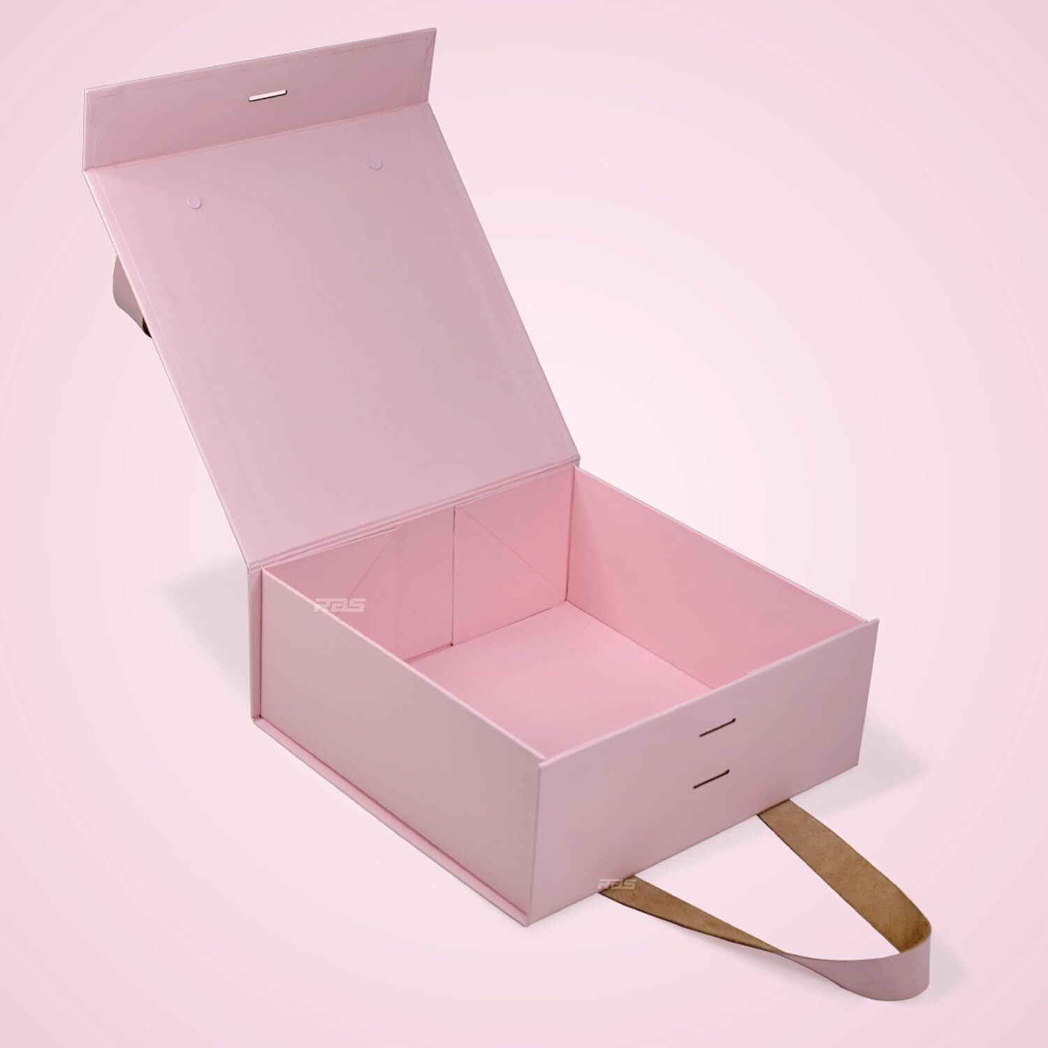 Rbs - Medium Luxury Leather Handle Gift Box (26 X 26 X 10Cm) Gift Boxes For Packaging With Ribbon Closure Gift Packing Box Holds Up To 8Kg Gift Boxes For Gifting Multipurpose Gift Box (Pink Leather)