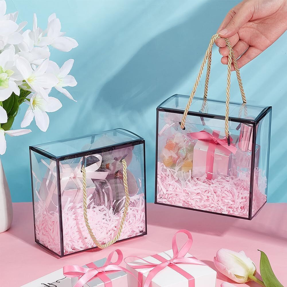 Satyam Kraft 6 Pcs Transparent Gift Boxes | Hamper Box For Her/Him, Return Gifts, Baby Shower, Engagement, Birthday, Party, Festive Gifting, Premium Packaging (Black,14 X 14 Cm)