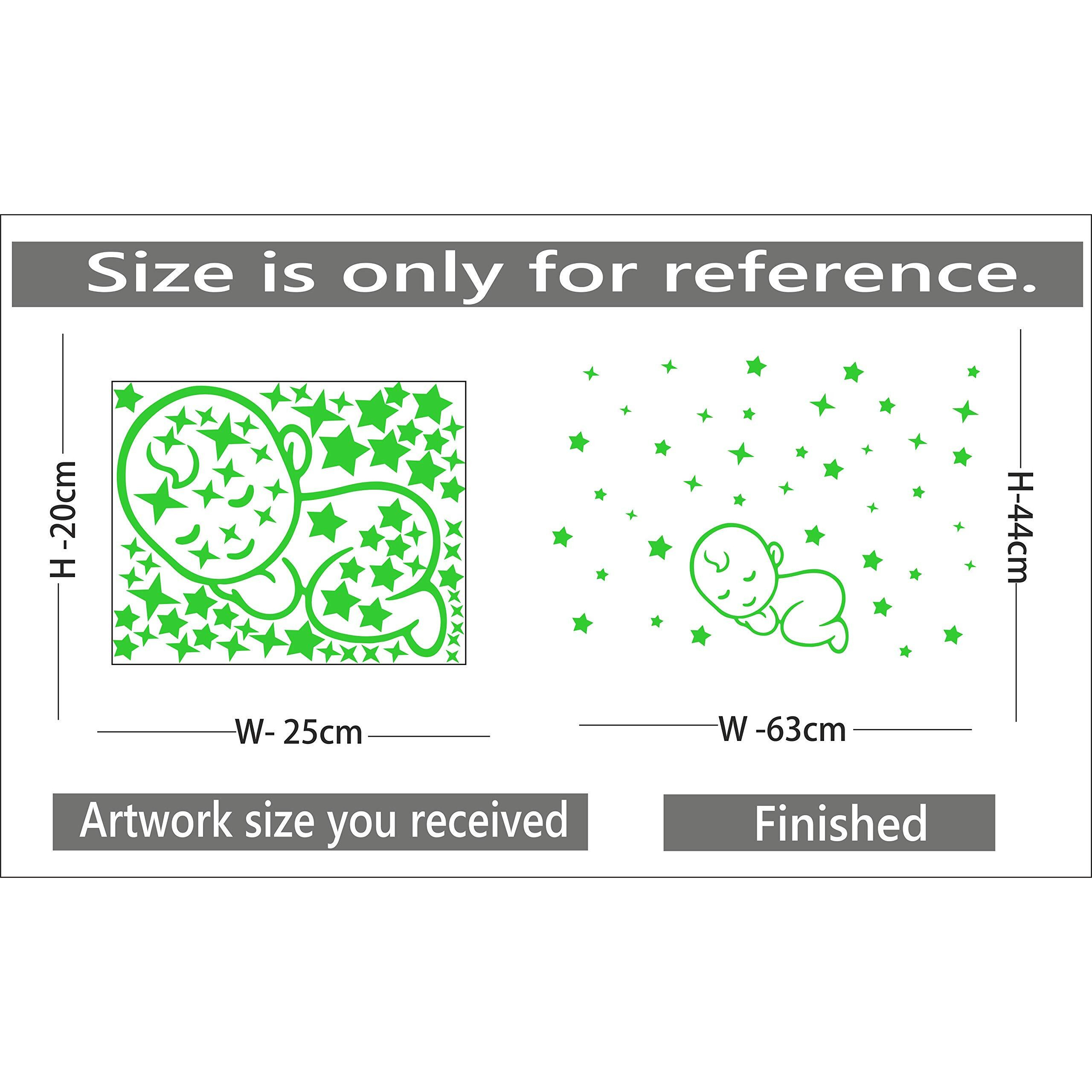 Monk Wish Baby Sleeping Under Star Glow In The Dark Decorative Radium Sticker (Green, 63X44Cm)  Stickers For Door Entrance, Home Decoration, Stickers