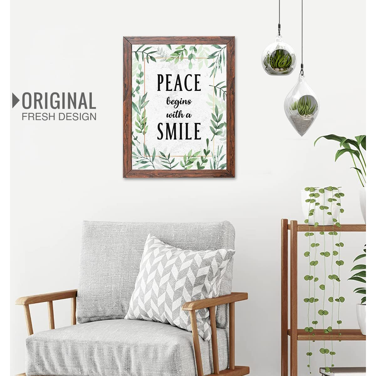 Chaka Chaundh - Peace Quotes Wall Frames - Framed Peace Posters For Wall - Motivational Quotes Wall Frame - Peace Poster With Frame - (13.6 X 10.6 Inches) (Peace Begins With - White)