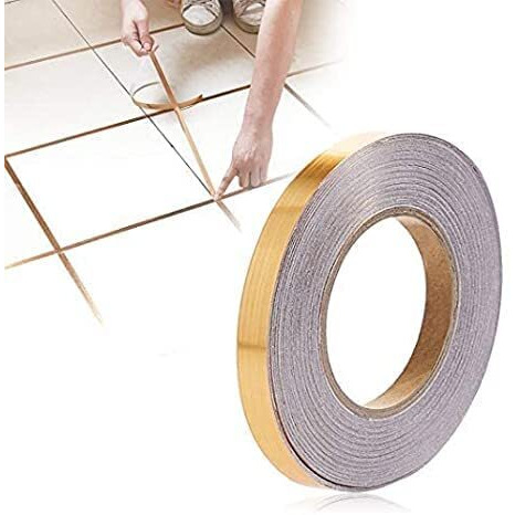 Scholazs 50 Meters Waterproof Gap Sealing Golden Decoration Tape For Home Floor Tiles, Wall Decor, Waterproof Tiles, Self -Adhesive Decorative Tile Sticker (Pack Of 1) 0.5 Cm X 50 M