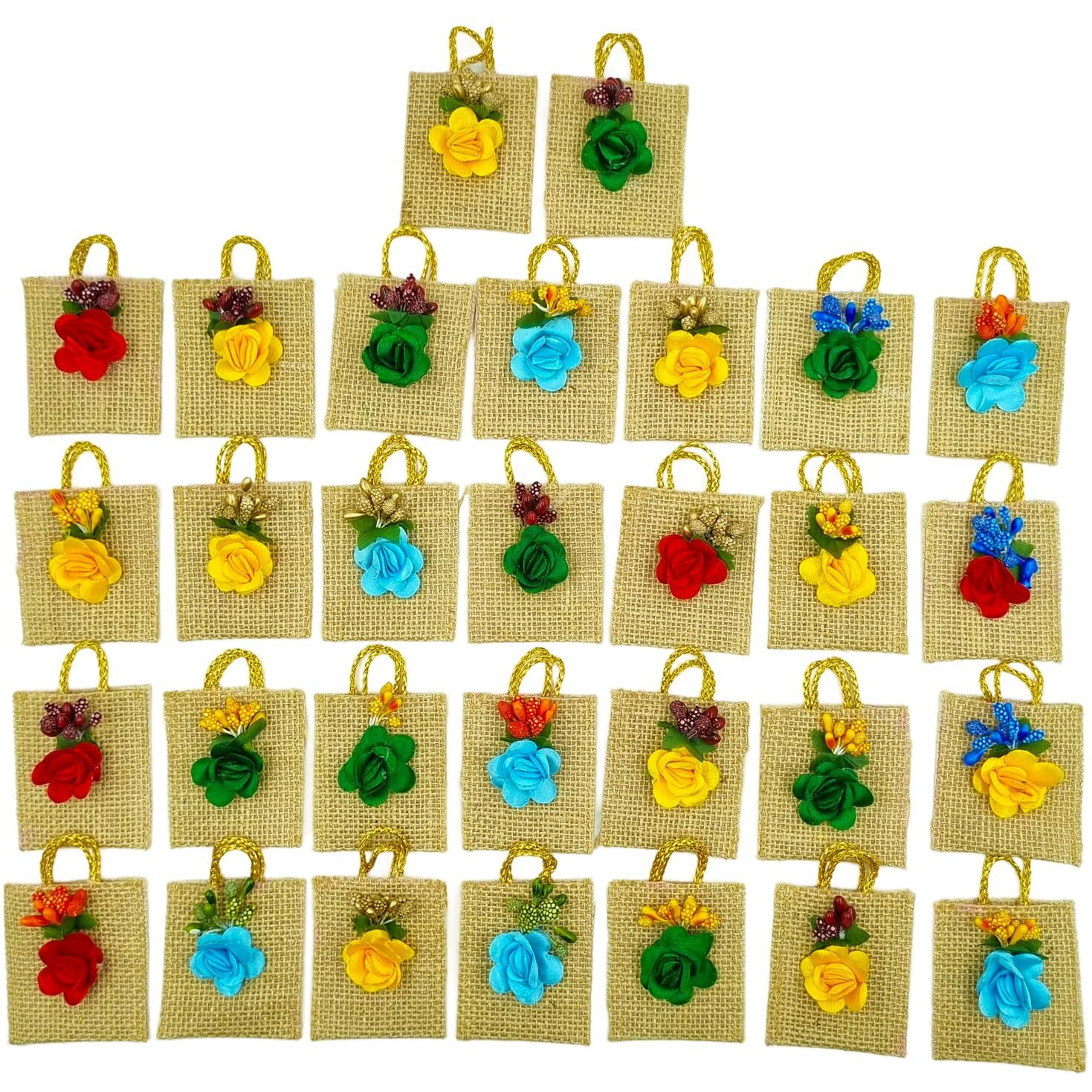 Soul Artisan Thamboolam Return Gift Set (Pack Of 30) Traditional Handmade Small Jute Pouch - Tamboolam For Religious Ceremony Varalakshmi Pooja And Function | Pack Of 30