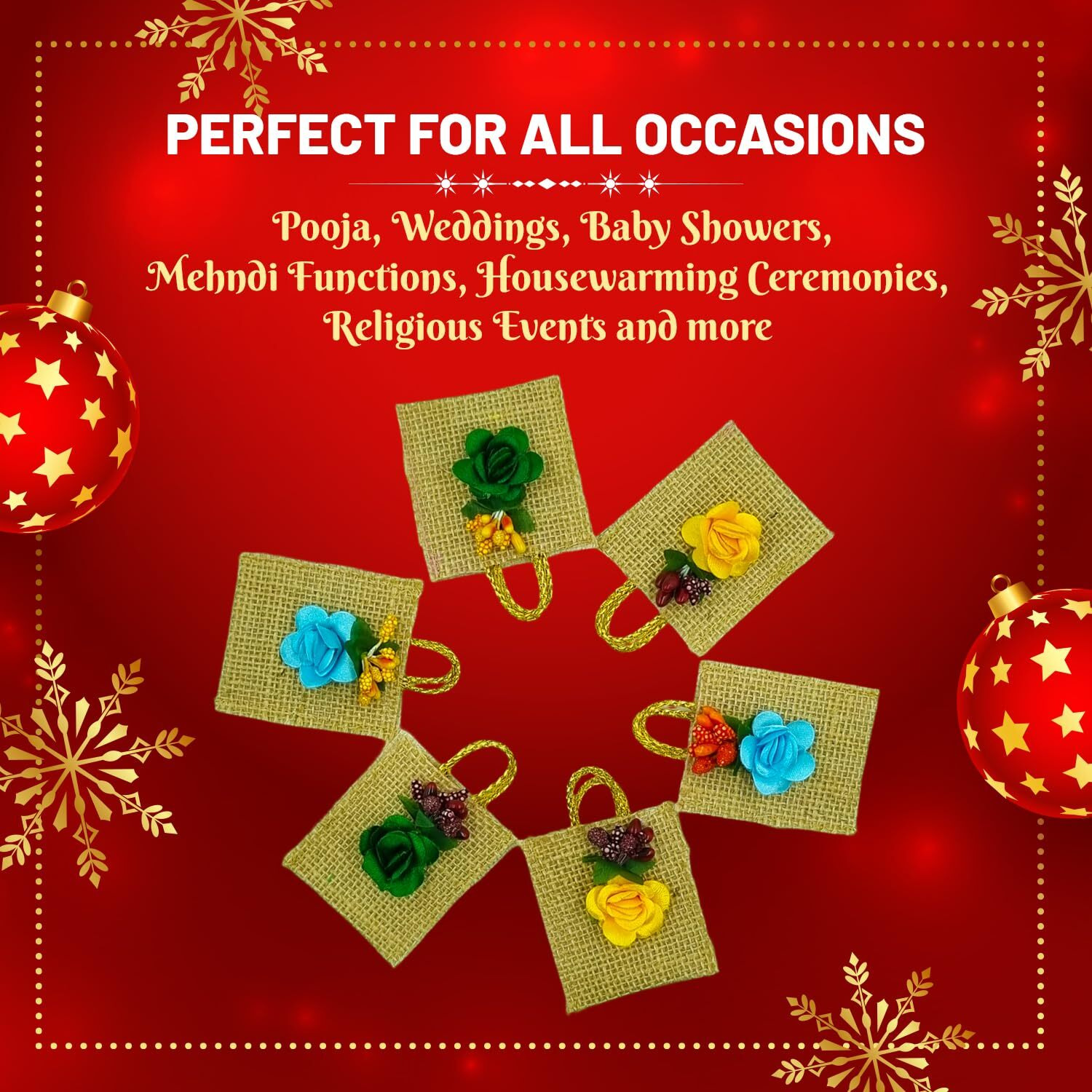 Soul Artisan Thamboolam Return Gift Set (Pack Of 30) Traditional Handmade Small Jute Pouch - Tamboolam For Religious Ceremony Varalakshmi Pooja And Function | Pack Of 30