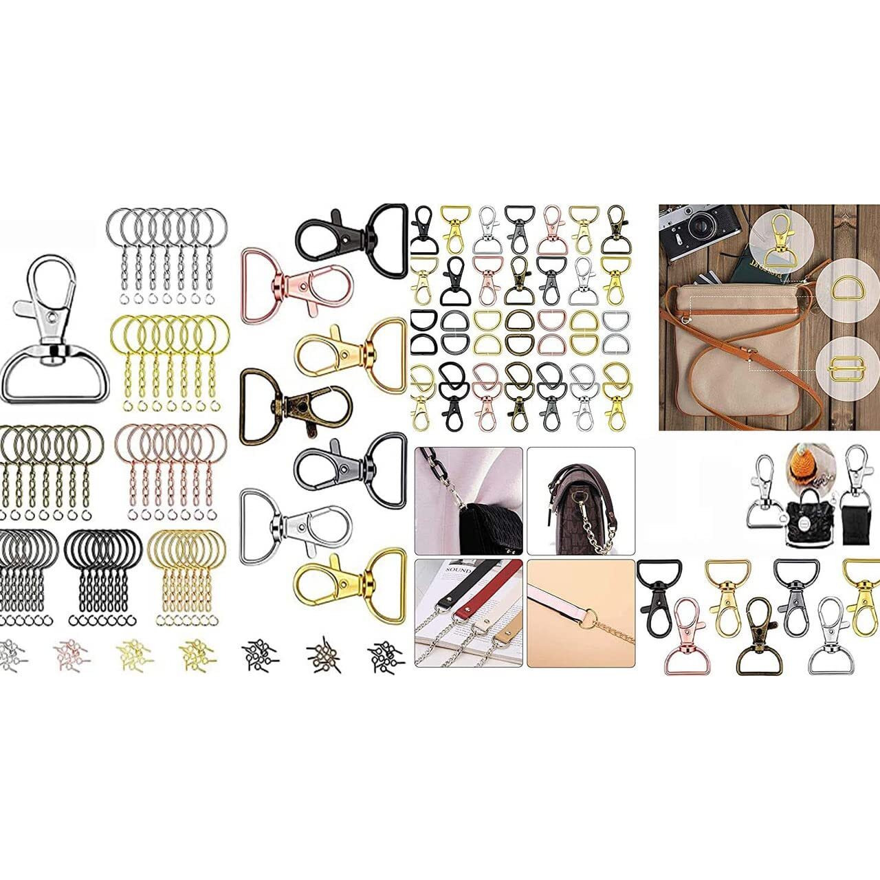 Diy Crafts Pack Of 15 Pcs, Silver, Metal Lobster Claw Clasps 360Swivel Trigger Snap Hooks By Swivel Clasps With D Ring (D (Pack Of 15 Pcs, Silver)