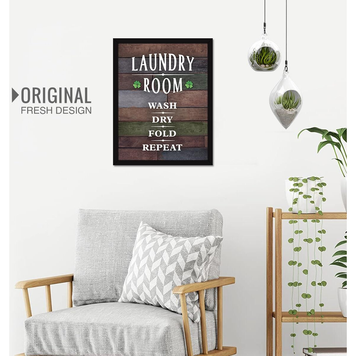 Chaka Chaundh - Laundry Room, Bathroom Wall Decor - Laundry Room Quotes Wall Art - Framed Poster For Laundry Room - (14 X 11 Inches)