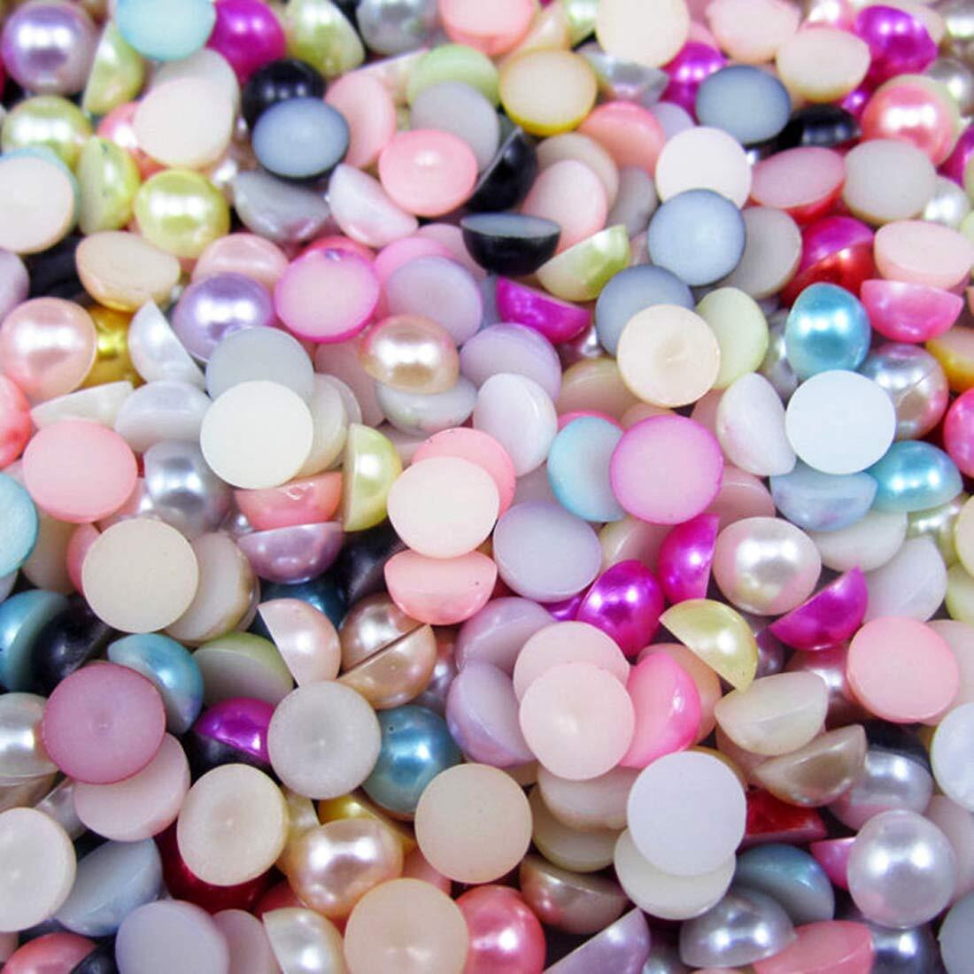Diy Crafts Color Light Blue, 4Mm 1000Pcs, /4/5/6/7/8/10Mm 100-1000Pcs/Bag Ivory/White Multicolor Abs Imitation Pearl Half Round Flatback(Color Light Blue, 4Mm 1000Pcs)