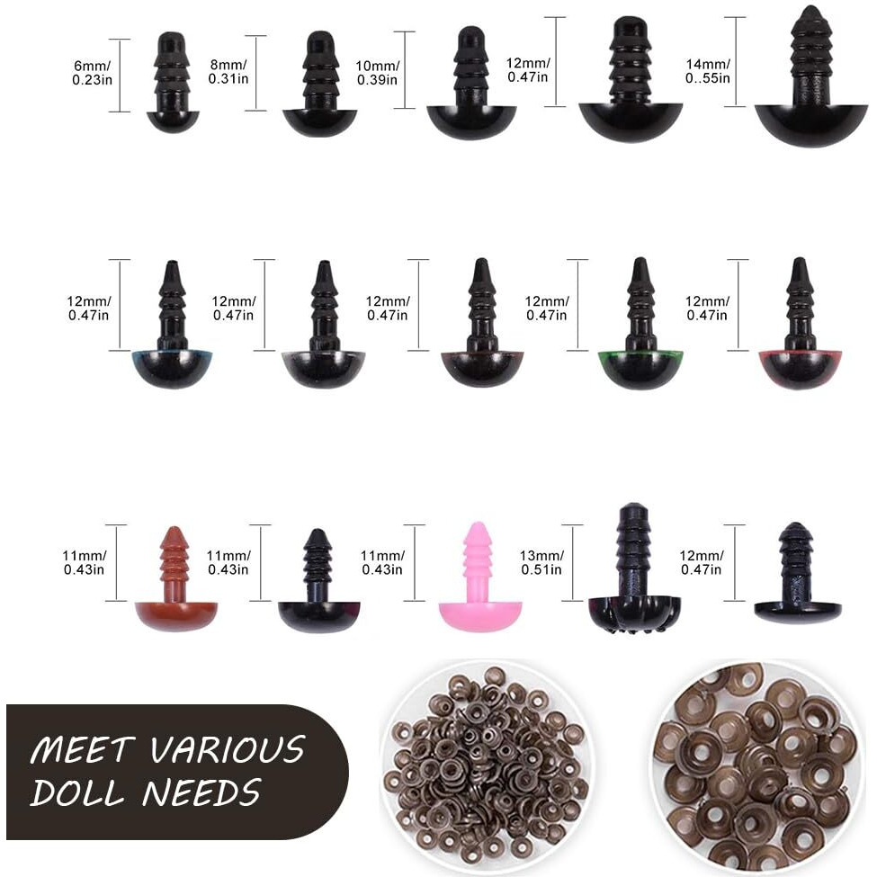 Zibuyu 752Pcs Toy Restoration Accessories Kit Screw Fittings Stuffed Toy Eyes Nose Fittings With Assorted Size For Diy Doll Making, Toy Making, Handicraft Crochet Toy, Stuffed Toy