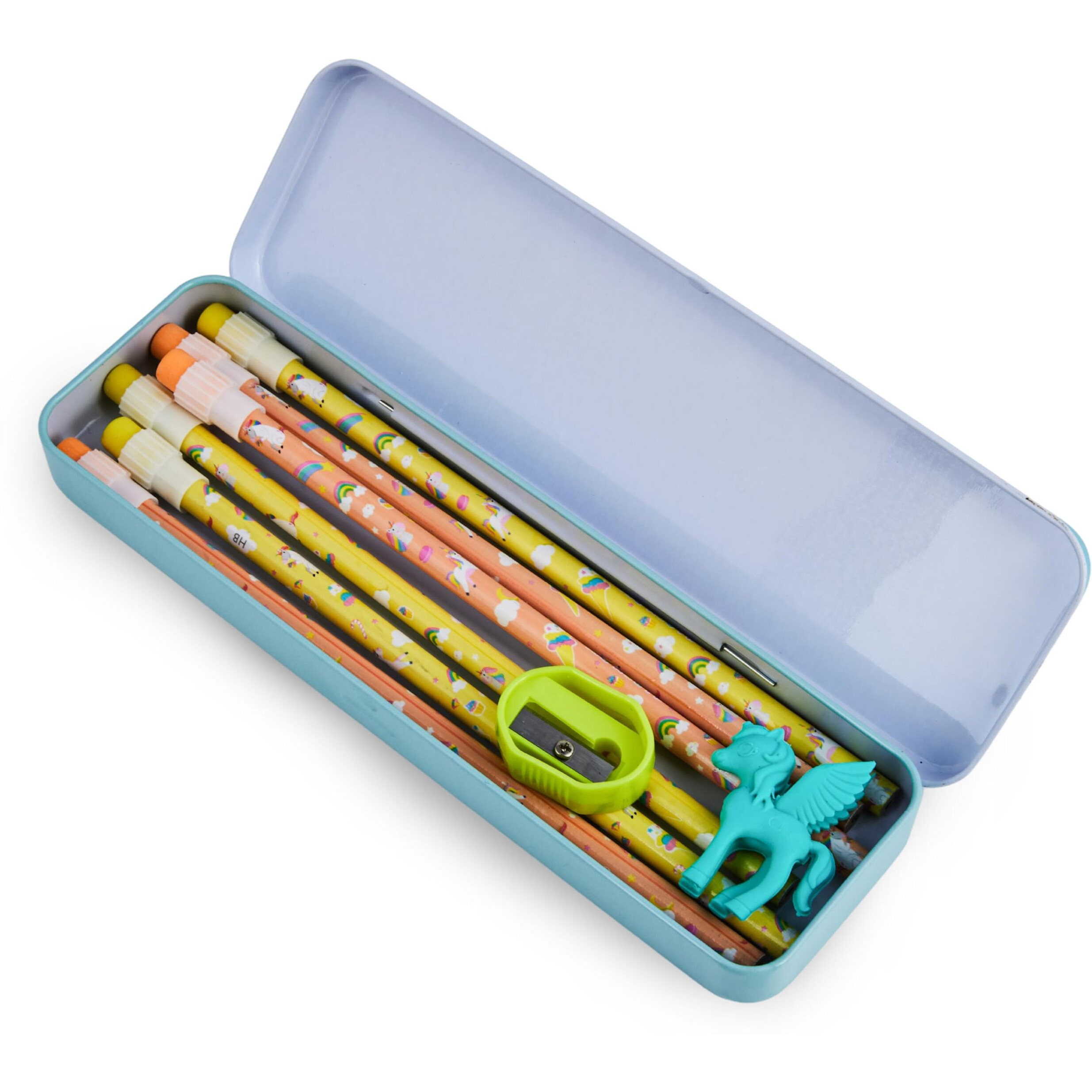 Gethome Unicorn Dream Stationery Pencil Set Combo With Metal Compass, 6 Colorful Pencils, Sharpener, Eraser For School Kids Fun And Functional School Supplies Stationary (Pack Of 1)