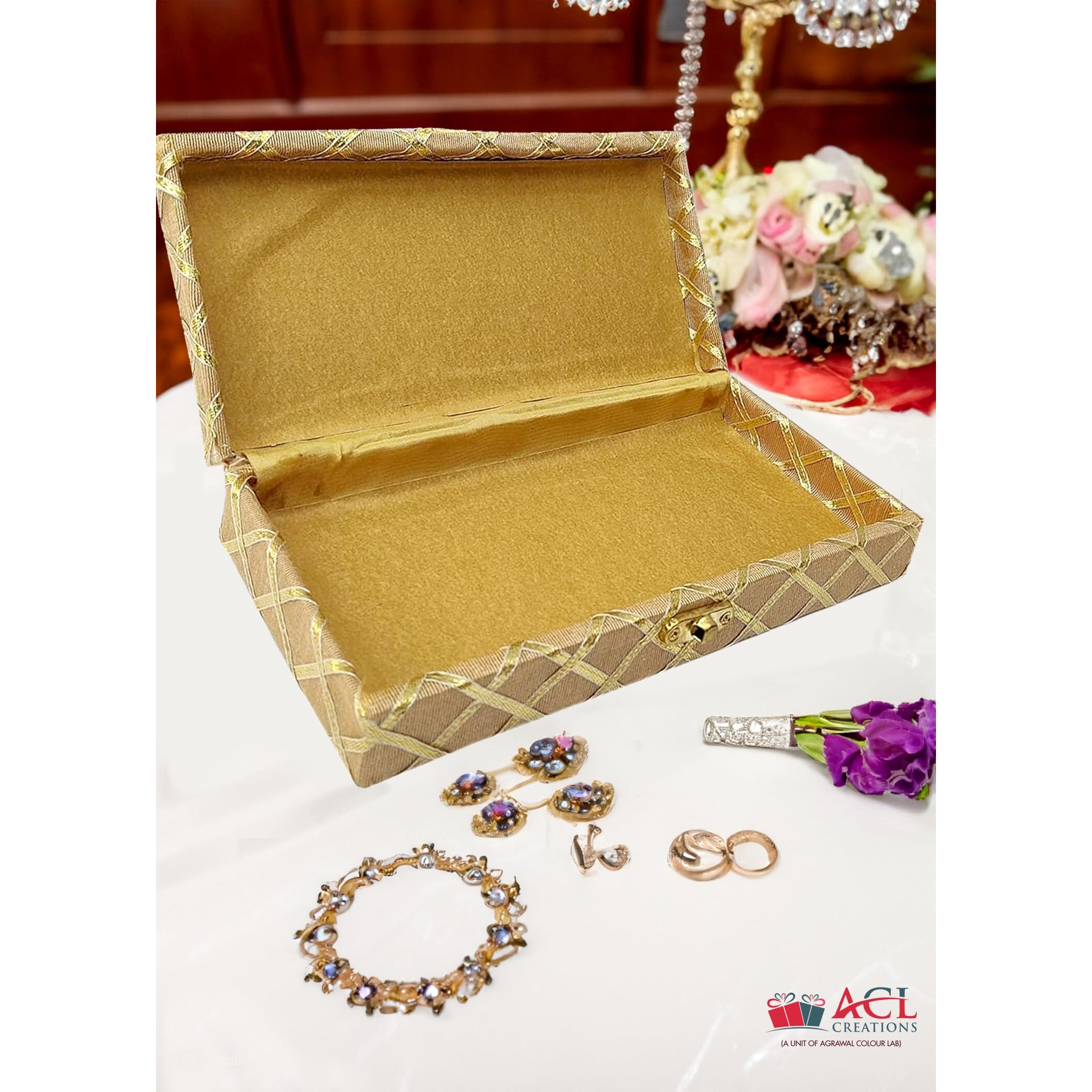 Acl Creations Engineered Wood Decorative Cash Box, Shagun Box, Gift Box, Jewellery Box, Money Box Envelop Wedding Gift Assorted Color (3)