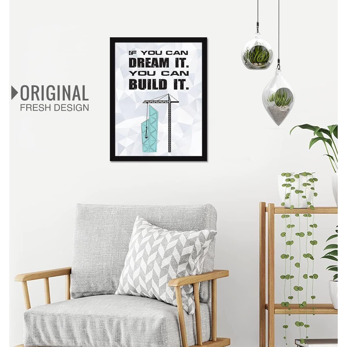 Chaka Chaundh - Civil Engineering Quotes Frame For Office - Construction Quotes Frames  Construction Quotes For Business - (14 X 11 Inches) (If You Can Dream - White)
