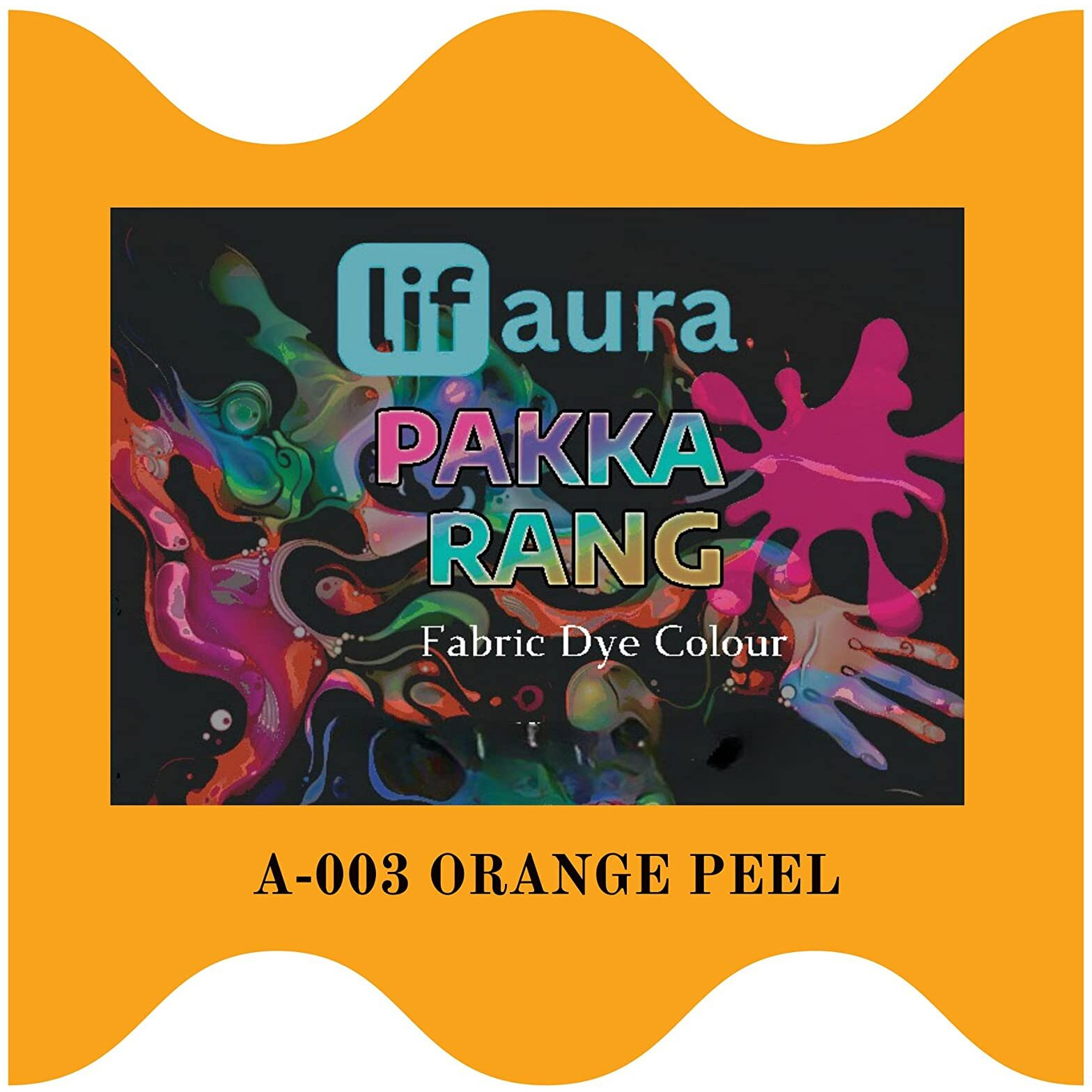 Prokart Lifaura Pakka Rang Fabric Permanent Dye Color Kit Pack Of 6 Sachets (5G Each 30G Pack) With 30G Dyfixershadea-003 Orange Peel03 & Blue08 Each Color 3 Sachets