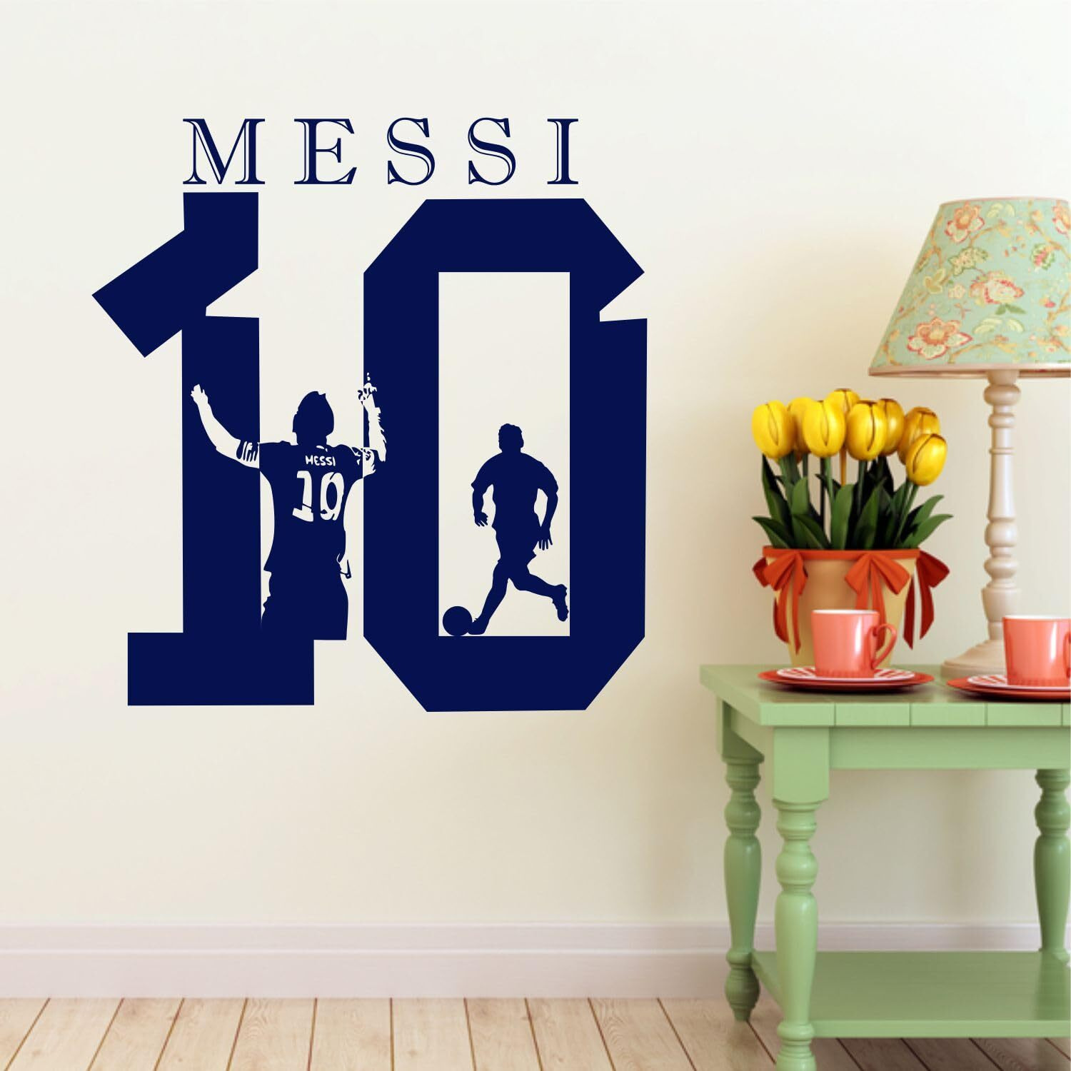 Sticker Yard Messi Art Decor Kids Room Decor, Hall Decor, Kitchen Decor, Living Room Decor,Bedroom Decor Vinyl Wall Sticker,Multicolor (Standard Size -40X43Cm)