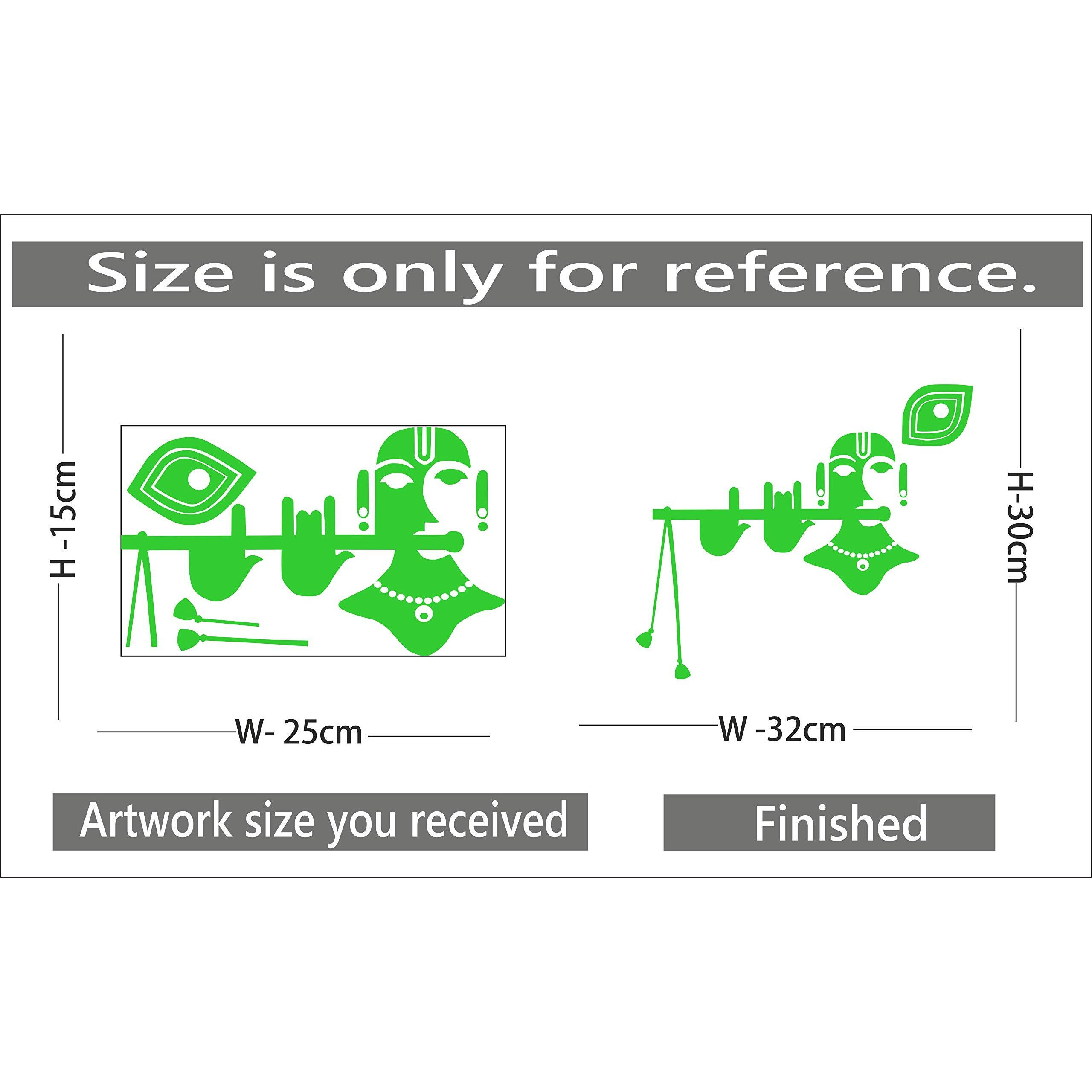 Dreamkraft Radium Flute Krishna Wall Sticker Glow In Dark Room (Green, 32X30 Cm)