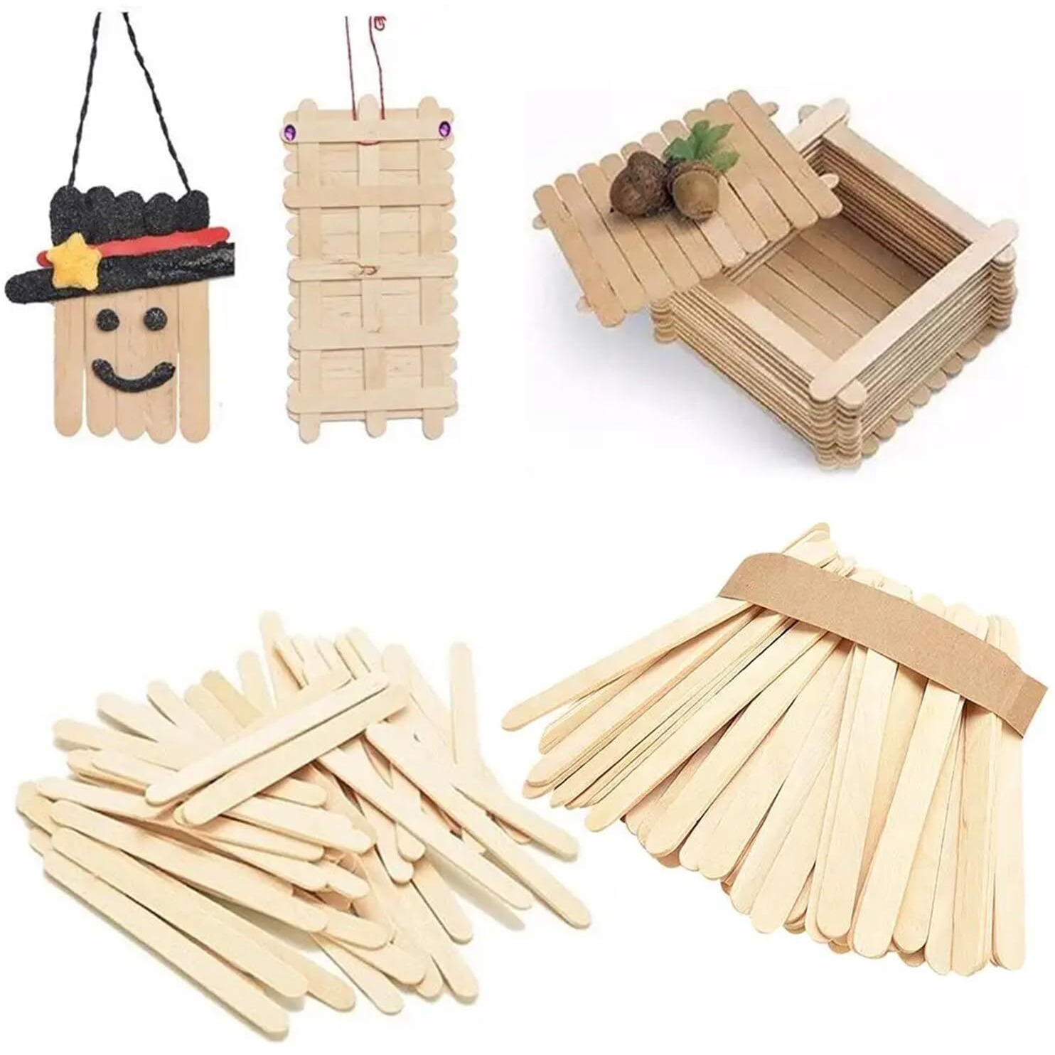 Kraftella Combo Of Ice Cream Wodden Sticks For Crafts And Projects, Natural Colored Wood Wax Sticks, Popsicle Stick Crafts For Kids, Wood Sticks, Sticks For Crafting (200 Colored And 200 Natural)