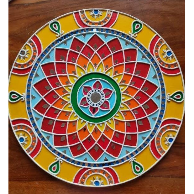 Adikala Engraved Mandala Mdf Base For Diy | 8.Inch_(Set Of 6)