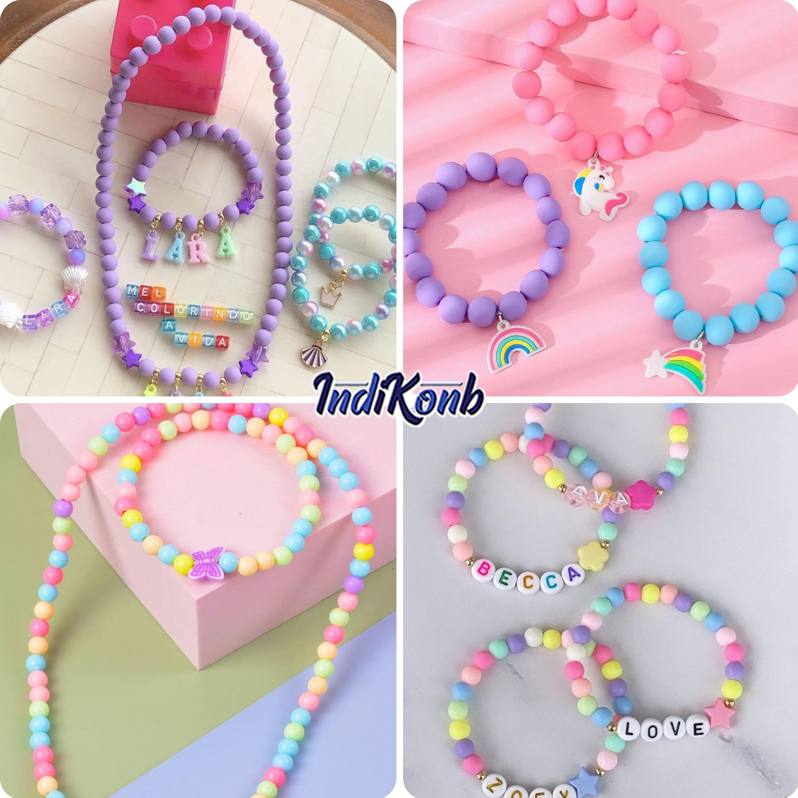 Indikonb Matte Acrylic Plastic Beads Combo Set | Round Matte Finish Pearl Beads For Bracelets & Jewellery Making | Multi-Colour 10 Mm Beads