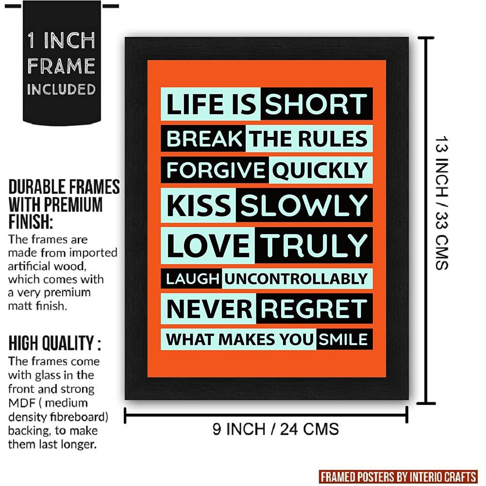 Interio Crafts Motivational Quotes Wall Frames - Inspirational Wall Art For Office, Home, Or Classroom  Positive Mindset Decor - 13&quotX10" Inches,Black - Pack Of 4