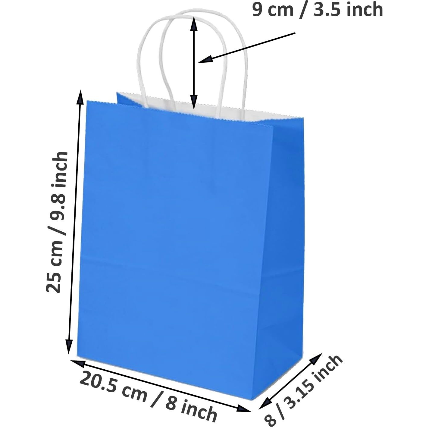 Aakriti Gift Bag Kraft Paper Bags With Handle For Birthdays, Weddings, And Parties Colorful, Durable, And Stylish Gift Packaging Bags, Perfect For Special Events 9.8 X 8 X 3.15 Inch (Blue, 10)