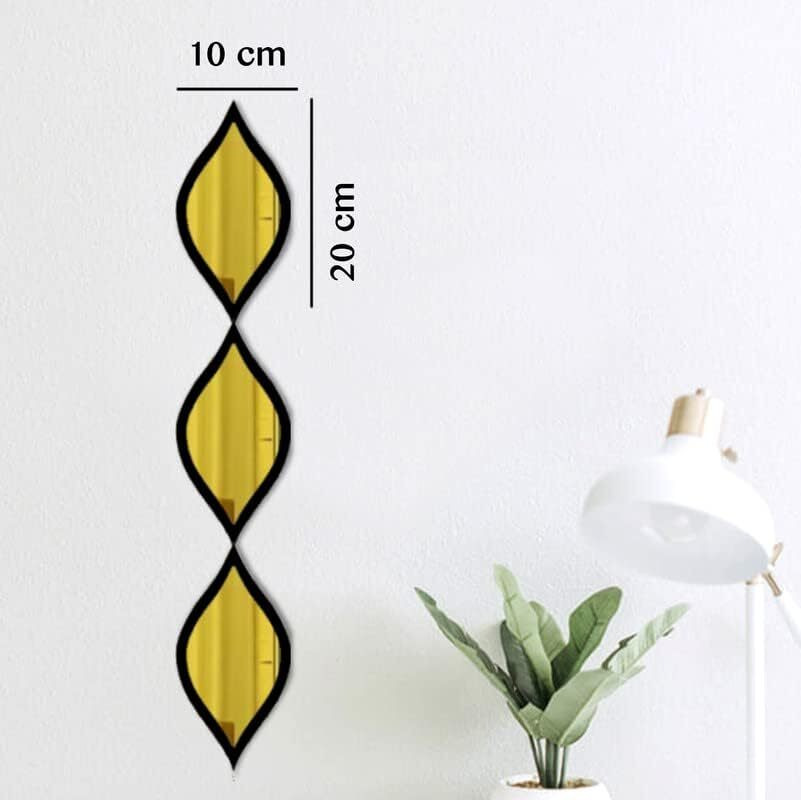 Vah- Kya Bat Hai  Black And Golden Toran Mirror For Wall Decor, Glass Wall Decor, Wall Mirror Stickers Square, Mirrors Decor, Home Mirror For Wall Stickers For Living Room (Pack Of 4)