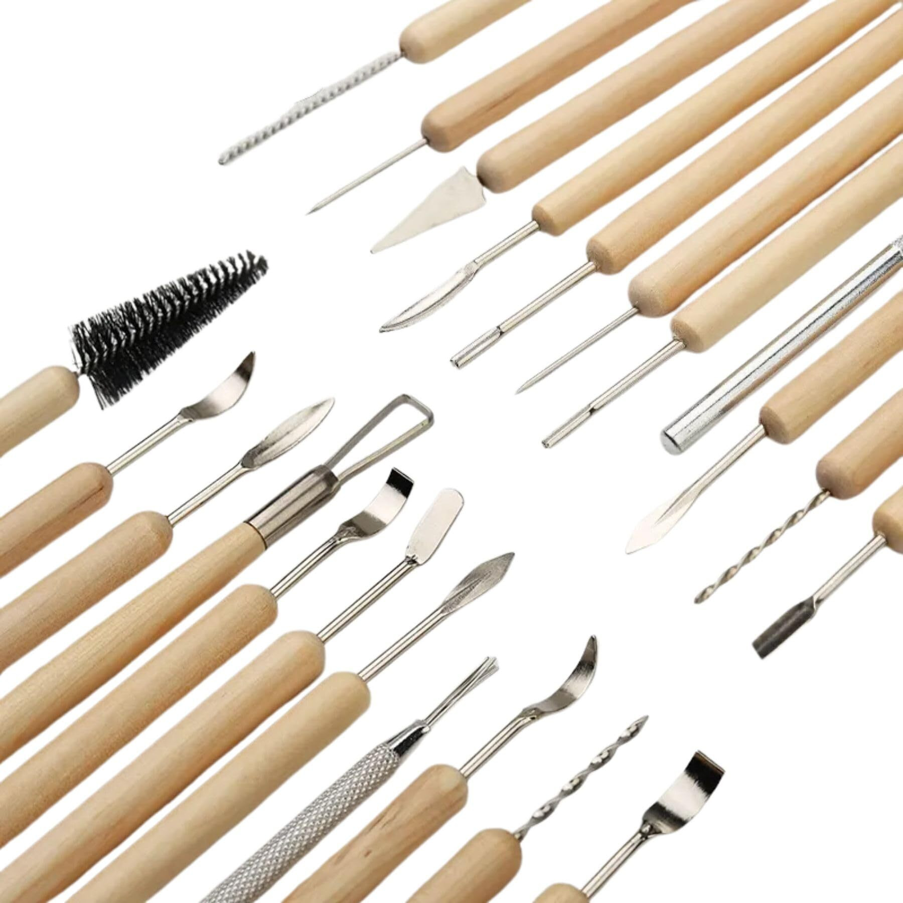 Gold Leaf 11Pcs Clay Sculpting & Pottery Tools Set  Professional Ceramic Carving & Modeling Kit With Wooden Handles, Ball Stylus & Dotting Tools | For Clay Crafts, Diy Art, Handbuilding & Engraving