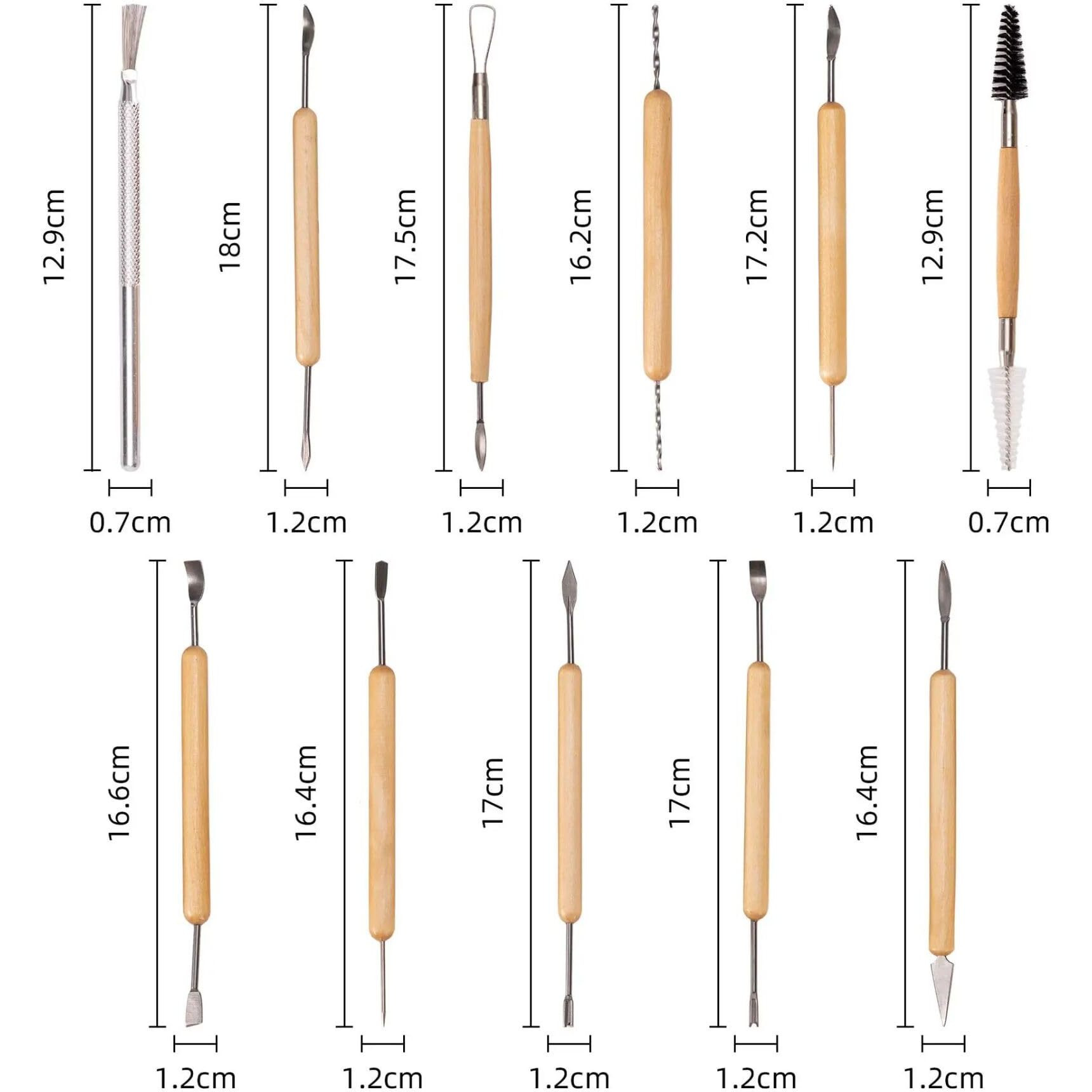 Gold Leaf 11Pcs Clay Sculpting & Pottery Tools Set  Professional Ceramic Carving & Modeling Kit With Wooden Handles, Ball Stylus & Dotting Tools | For Clay Crafts, Diy Art, Handbuilding & Engraving