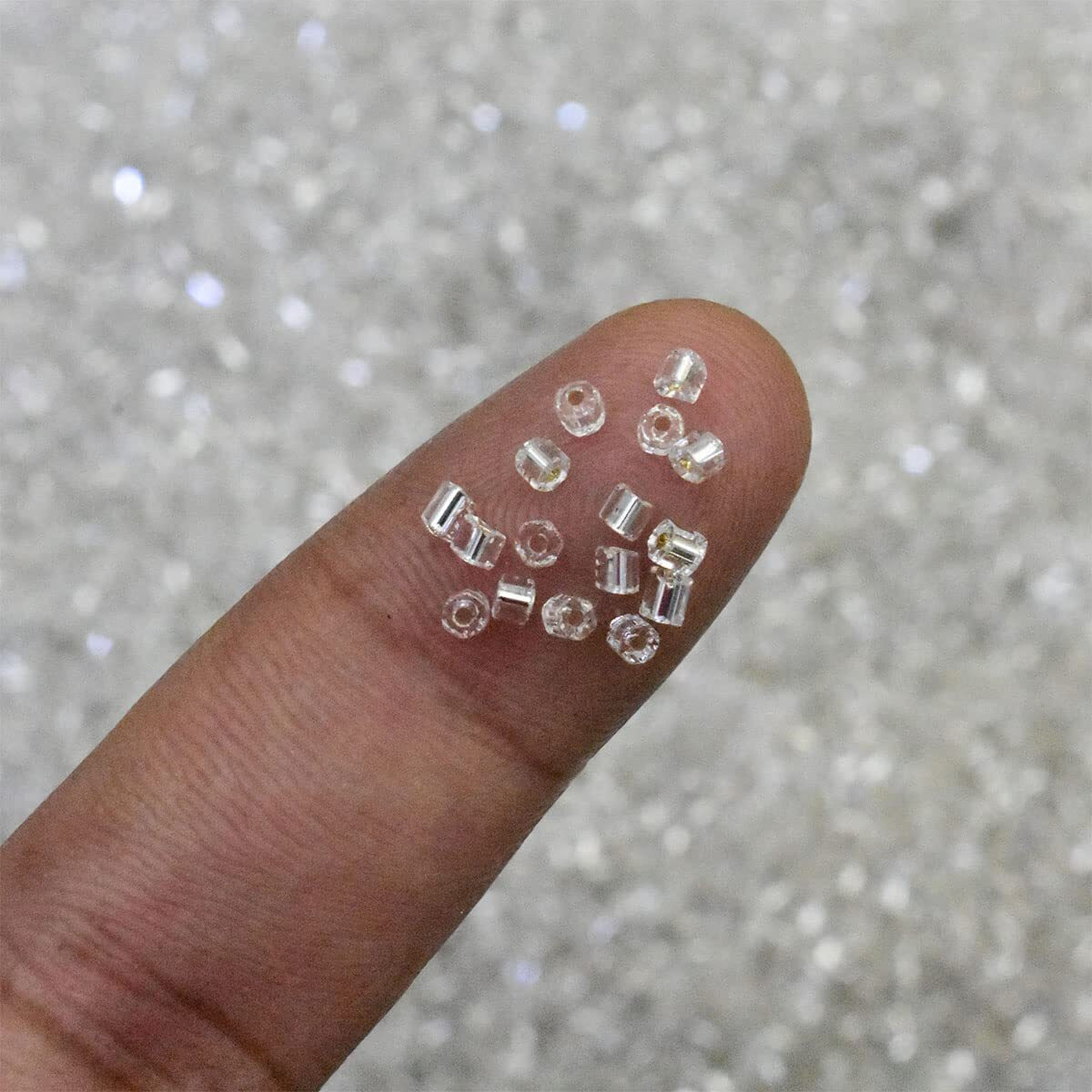 Embroiderymaterial 10/0 (2Mm) Silver Preciosa Hexagan 2 Cut Glass Beads For Jewellery Making, Bracelet Making, Beads For Craft, Embroidery Work(100 Gram)