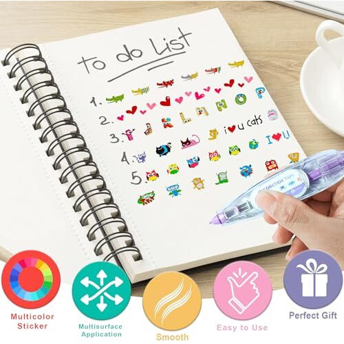 Glun Decorative Correction Tape 3 Meter Length Cute Cartoon Animal Prints, Cat, Dog, And Owl Prints, Retractable Pen For Scrapbooking, Diary, Planner, Journal Diy Crafts Purple Colour