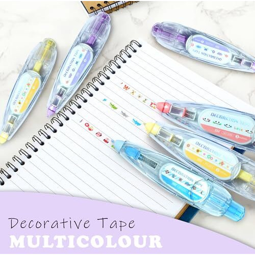Glun Decorative Correction Tape 3 Meter Length Cute Cartoon Animal Prints, Cat, Dog, And Owl Prints, Retractable Pen For Scrapbooking, Diary, Planner, Journal Diy Crafts Purple Colour