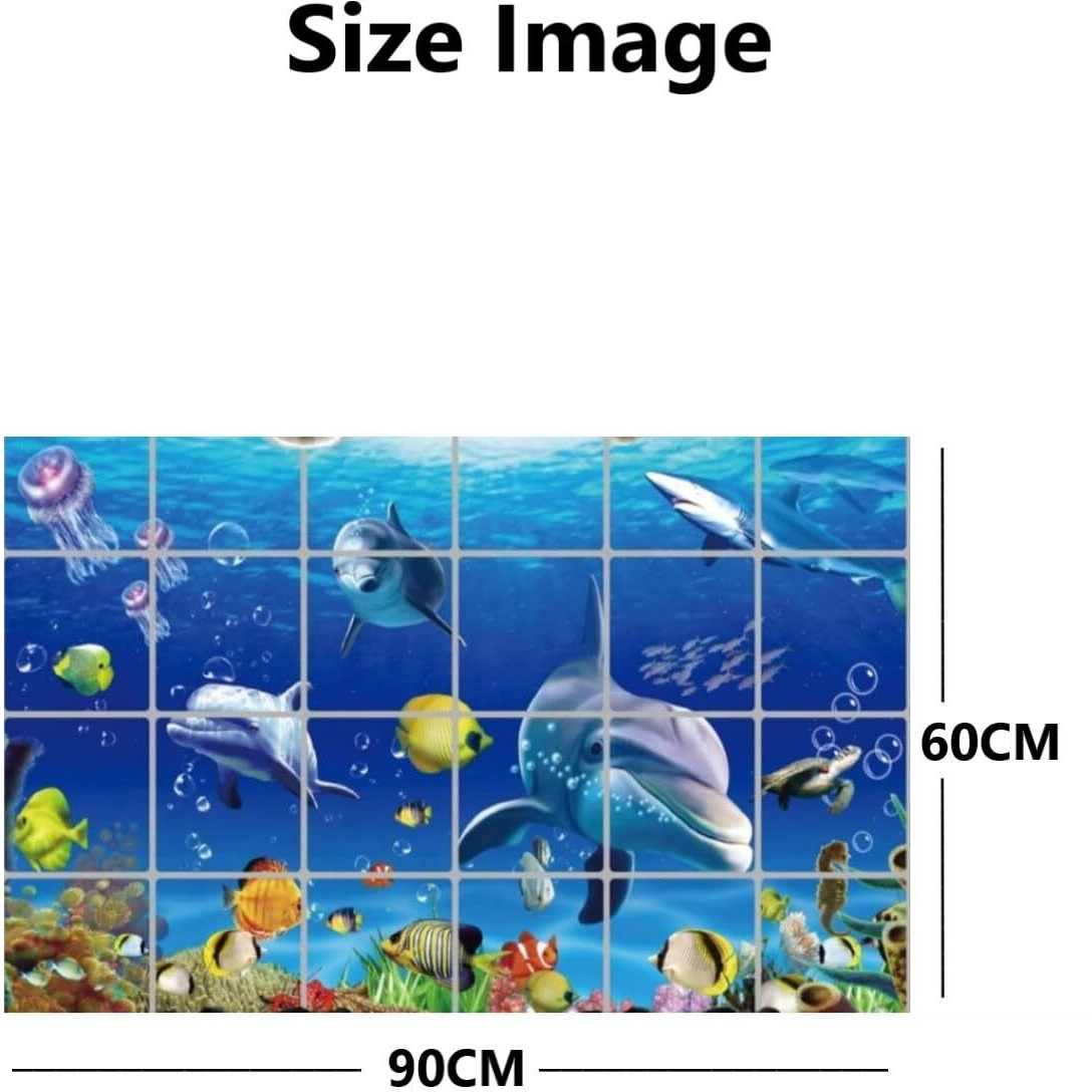 Indian Royals Vinyl Dolphin Wall Tiles Stickers Waterproof, Kitchen Stickers For Wall, Wall Sticker For Kitchen, Kitchen Sticker, Kitchen Tiles Wall Stickers (60 X 90 Cm)