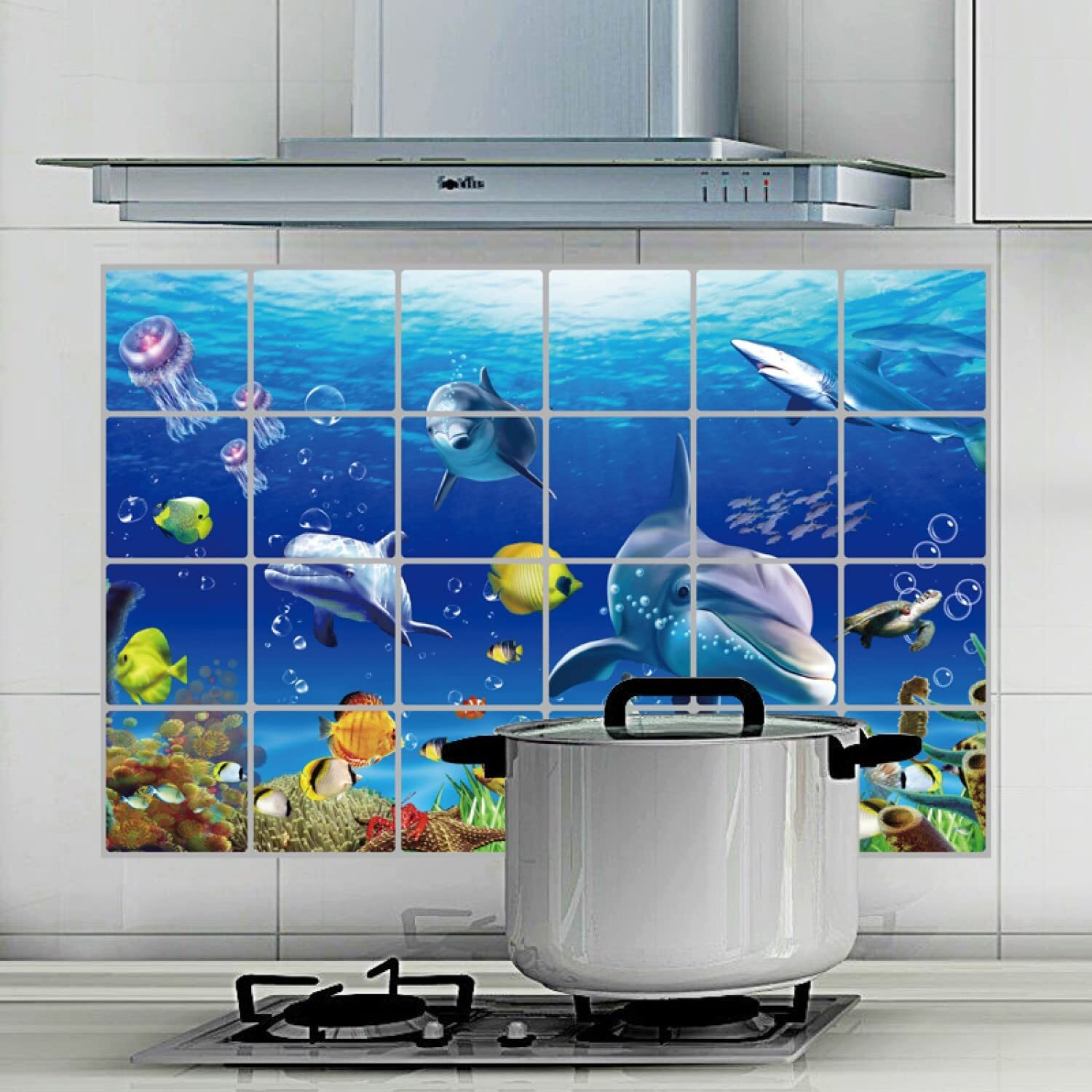 Indian Royals Vinyl Dolphin Wall Tiles Stickers Waterproof, Kitchen Stickers For Wall, Wall Sticker For Kitchen, Kitchen Sticker, Kitchen Tiles Wall Stickers (60 X 90 Cm)