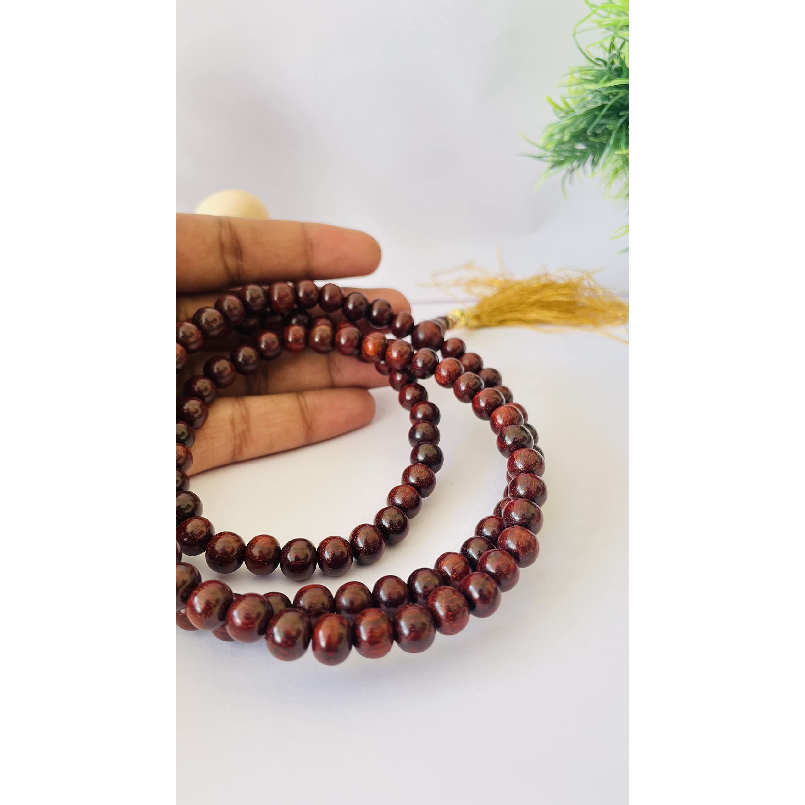 Rdk Red Sandalwood (Lal Chandan) Islamic Tasbih Prayer Mala Beautiful Engraved Allah Mohammad Tasbeeh/Muslim Prayer Beads/Tasbih/Sibhaa Islamic Salat Prayer Tasbeeh 100 Beads 6 Mm