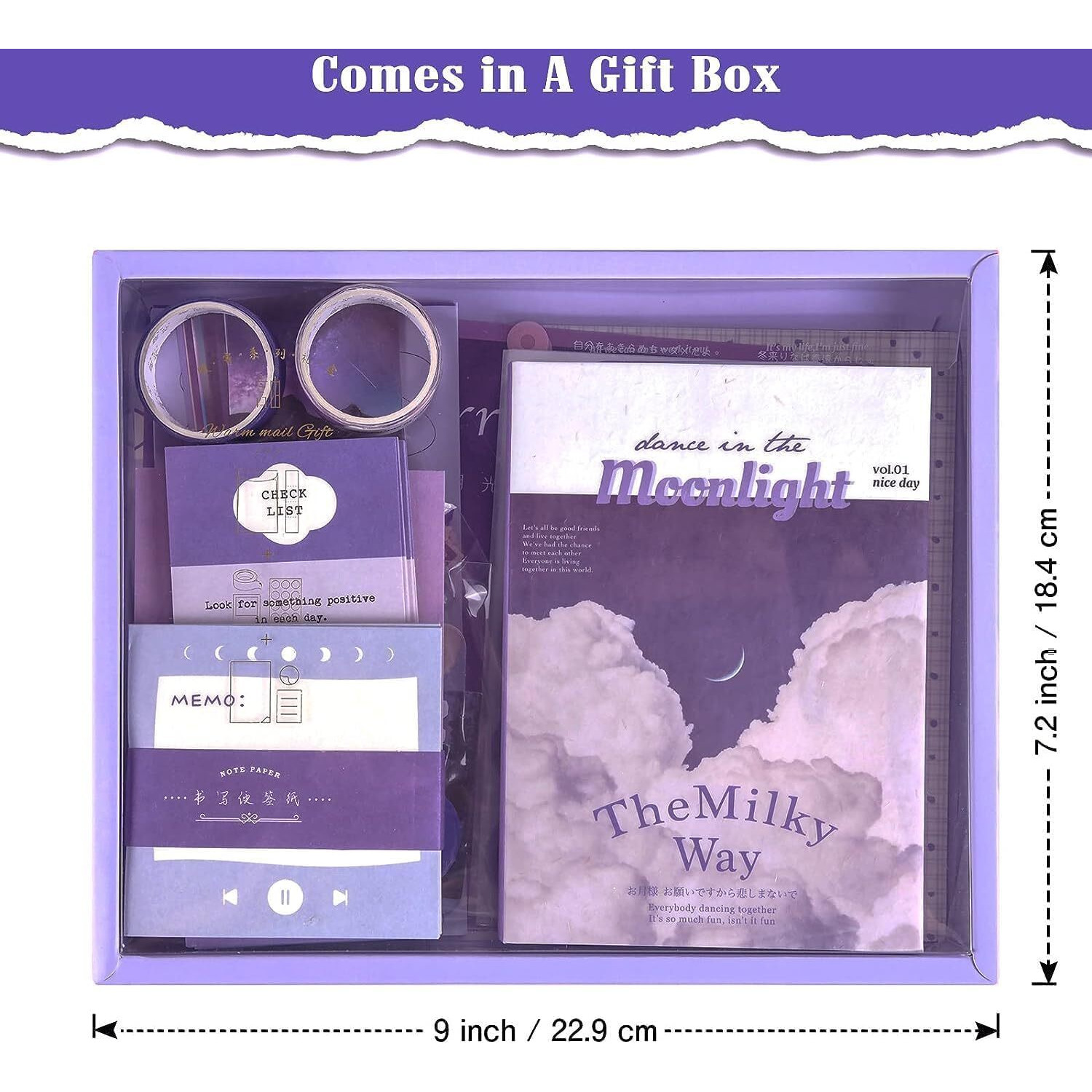 Pryfil 346Pcs Vintage Journal Scrapbook Pack Kit For Art Journaling Bullet, Planners Diy Paper Stickers, Craft Kits Notebook, Collage Album Aesthetic Sticker (Moonlight, Purple)