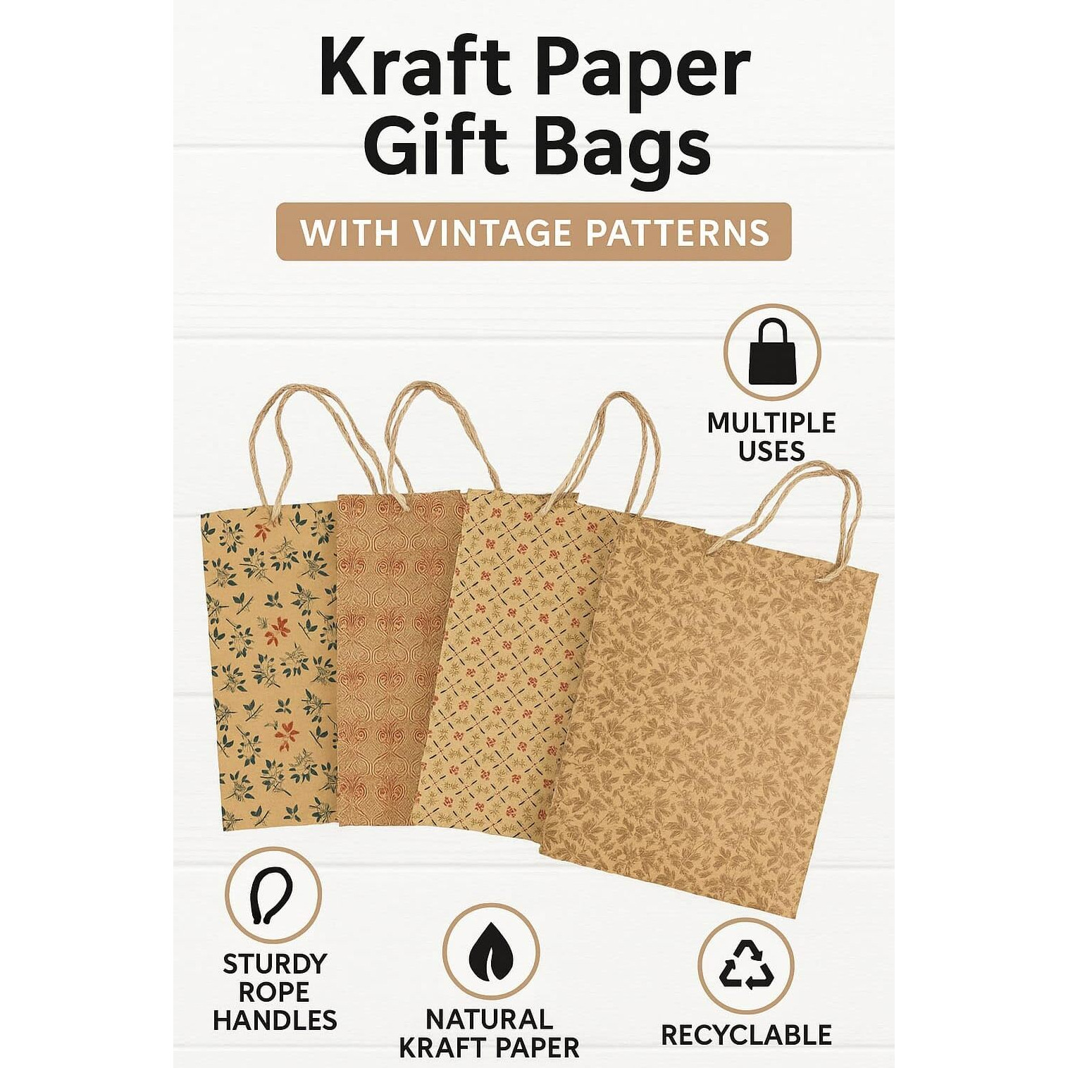 Swhf Gift Bags - Stylish Printed Paper Bags For Gifting - Durable Carry Bags For Gifting, Birthdays, Weddings, Shopping & Return Gift Bags Large - 13X10X5 Inches (Multicolor, Pack Of 4)