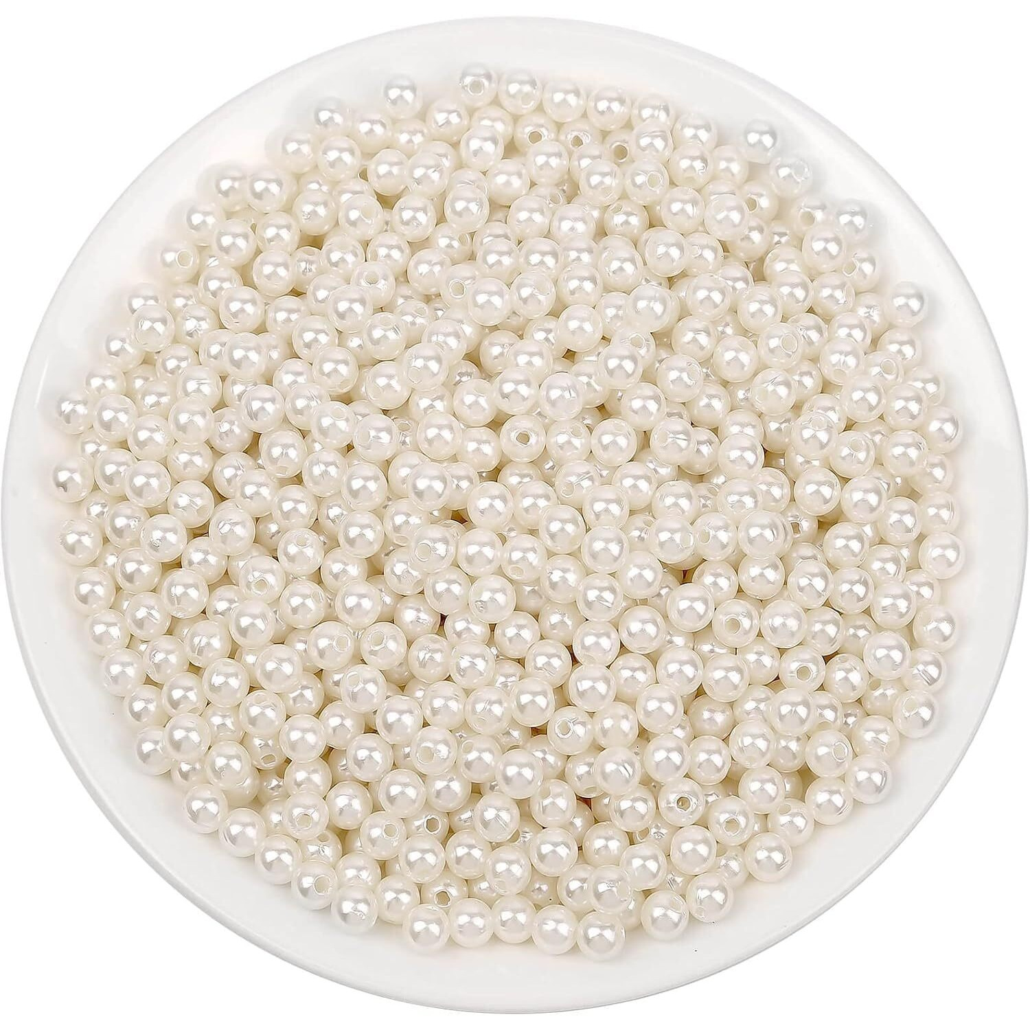 Neobaby Loose Pearl Beads For Craft, Lahenga Duptta Lace Materials For Decoration Items | White Moti Shining Pearl For Necklace, Craft Moti Earrings Jewellery Set (Size 6 Mm, 1200 Pieces)