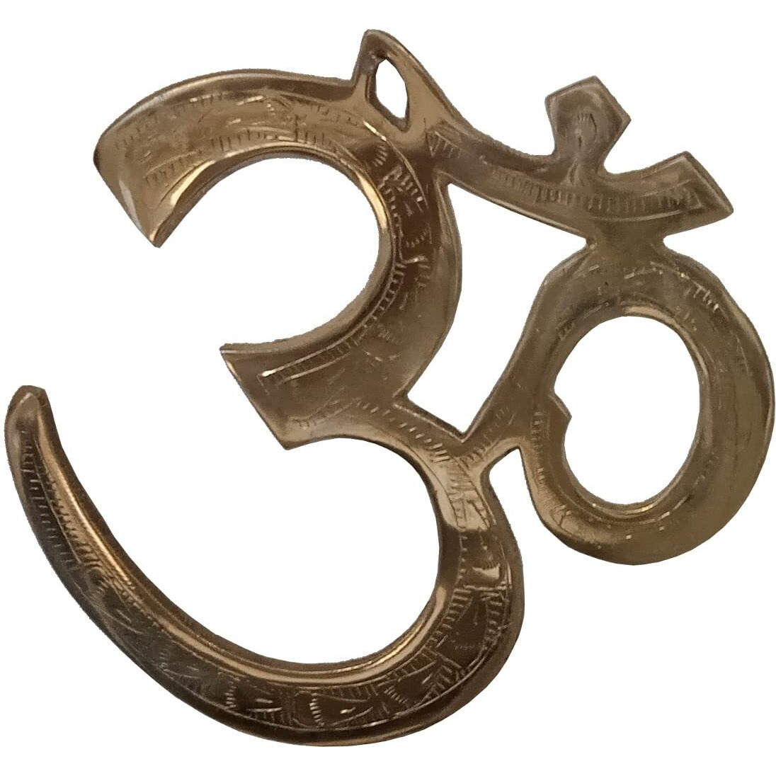Purpledip Brass Wall Hanging Om Aum Spiritual Meditation Chant, Gold (12576)