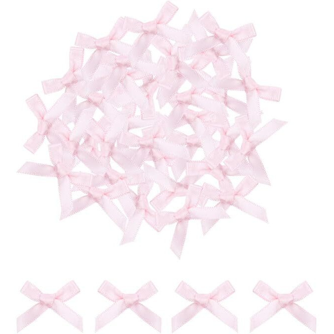 Townbus - 200 Pcs Mini Bows | Lt.Pink Small Ribbon Bows For Presents, Satin Decoration Bowknot For Gift Wrapping, Hair Clip, Flower Bouquet, Sewing, Scrapbooking And So On