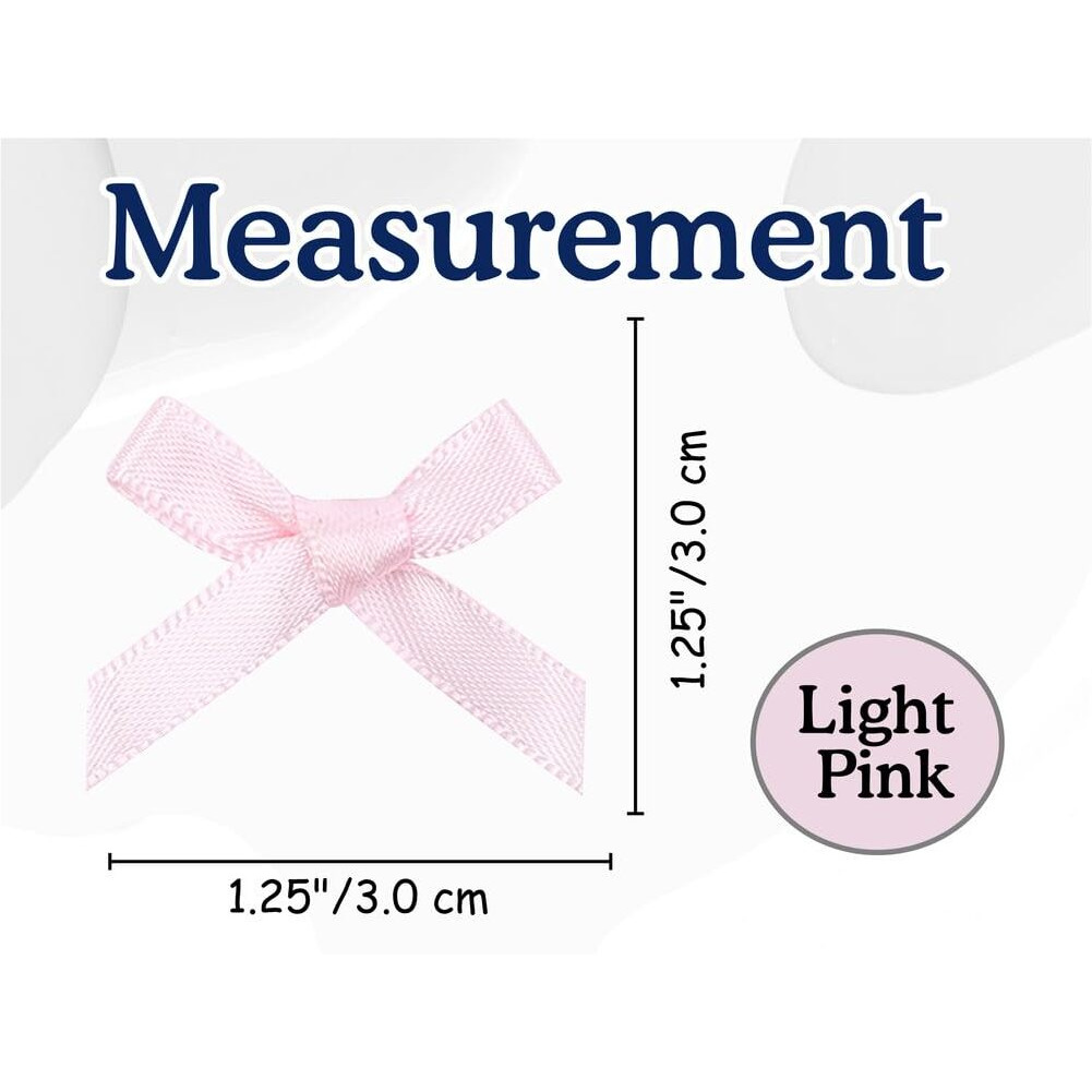Townbus - 200 Pcs Mini Bows | Lt.Pink Small Ribbon Bows For Presents, Satin Decoration Bowknot For Gift Wrapping, Hair Clip, Flower Bouquet, Sewing, Scrapbooking And So On