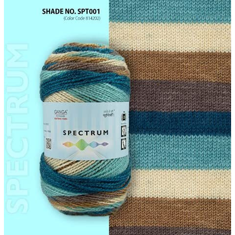 Ganga Soft N Smooth Ombre Intelligent Dk Weight Yarn With Super Soft And Smooth Texture, Comes With An Ombre Effect In White Blue Colour Wool Ball (200 Grams) Suitable For Both Knitting And Crocheting
