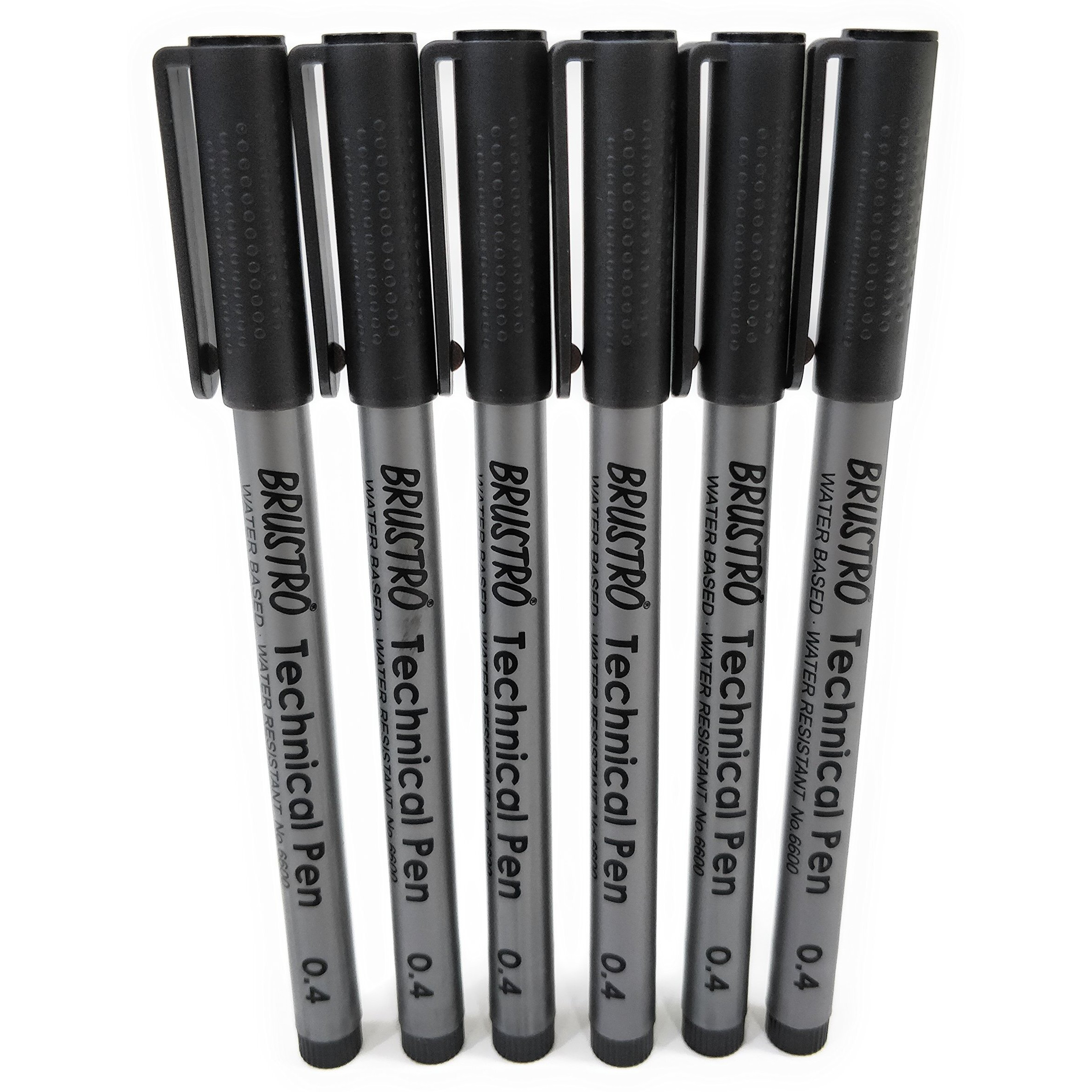 Brustro Technical Pen | Black | Pack Of 6 - Tip Size - 0.4Mm | Ideal For Mandala, Drawing,Artist Illustration,Sketching
