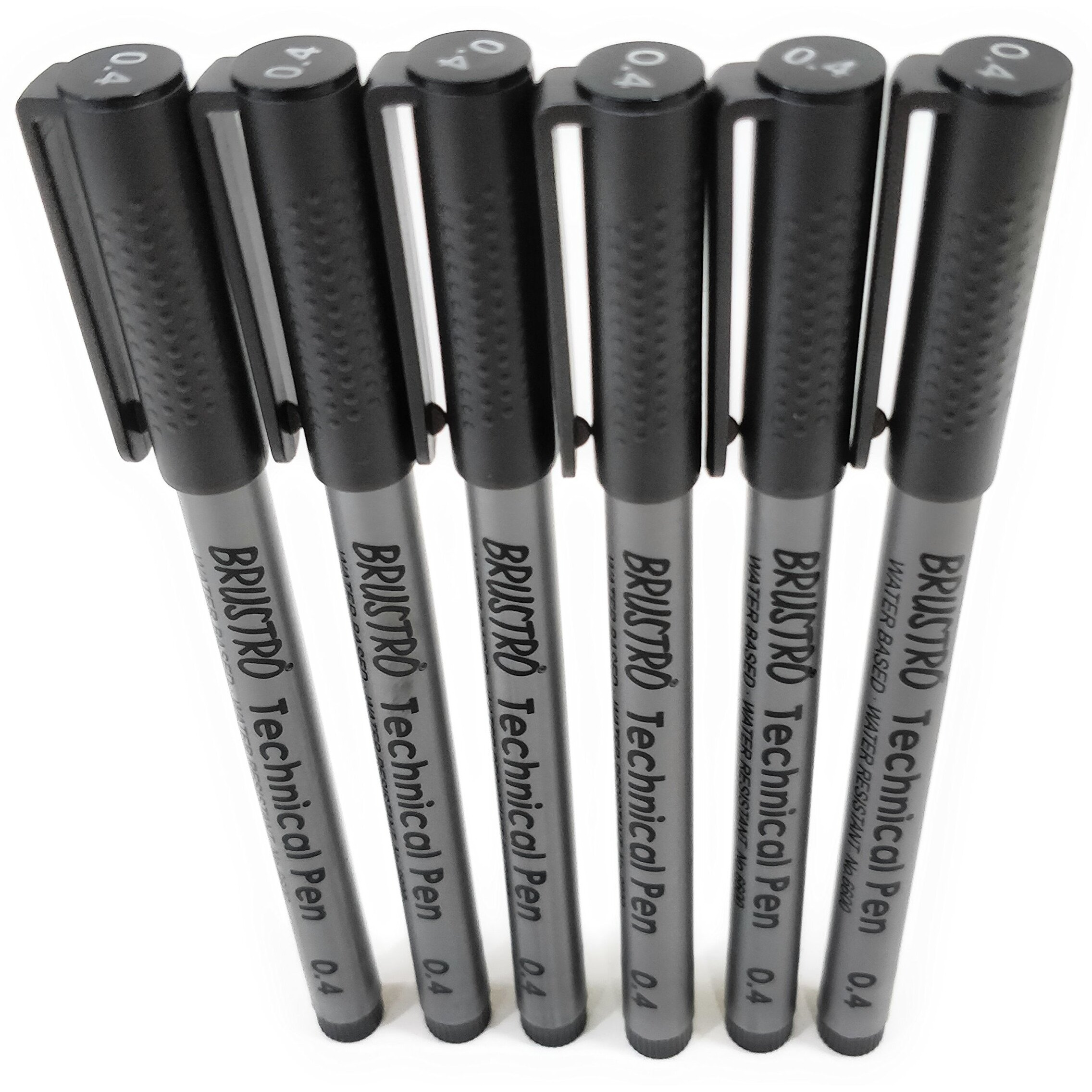 Brustro Technical Pen | Black | Pack Of 6 - Tip Size - 0.4Mm | Ideal For Mandala, Drawing,Artist Illustration,Sketching