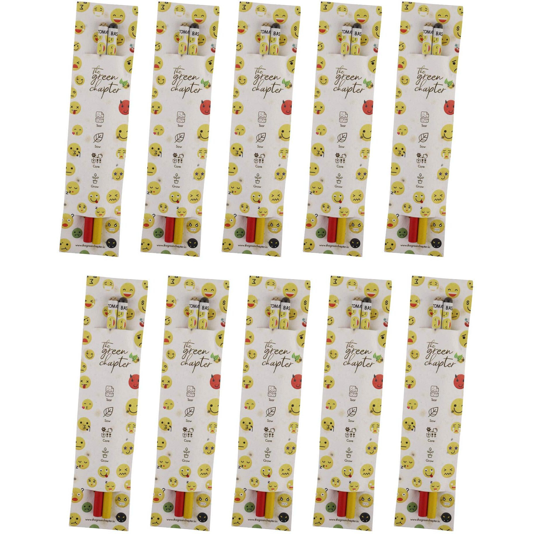 Handmade Eco-Friendly Plantable Seed Pencils | Pack Of 10 With Plantable Paper  Smiley Emoji Theme | Perfect Birthday Return Gift & Corporate Gifting