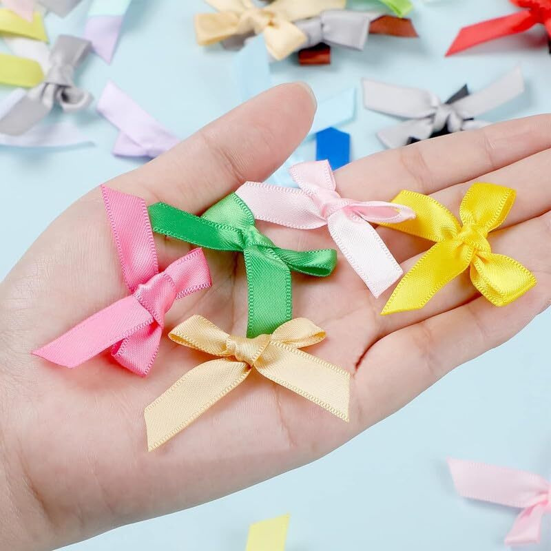 Townbus - 100 Pcs Mini Bows | Multicolor Small Ribbon Bows For Presents, Satin Decoration Bowknot For Gift Wrapping, Hair Clip, Flower Bouquet, Sewing, Scrapbooking And So On