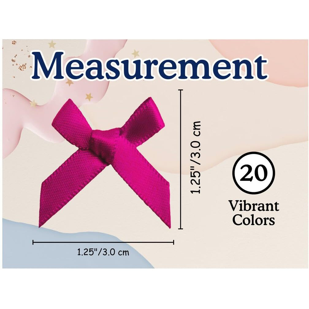 Townbus - 100 Pcs Mini Bows | Multicolor Small Ribbon Bows For Presents, Satin Decoration Bowknot For Gift Wrapping, Hair Clip, Flower Bouquet, Sewing, Scrapbooking And So On