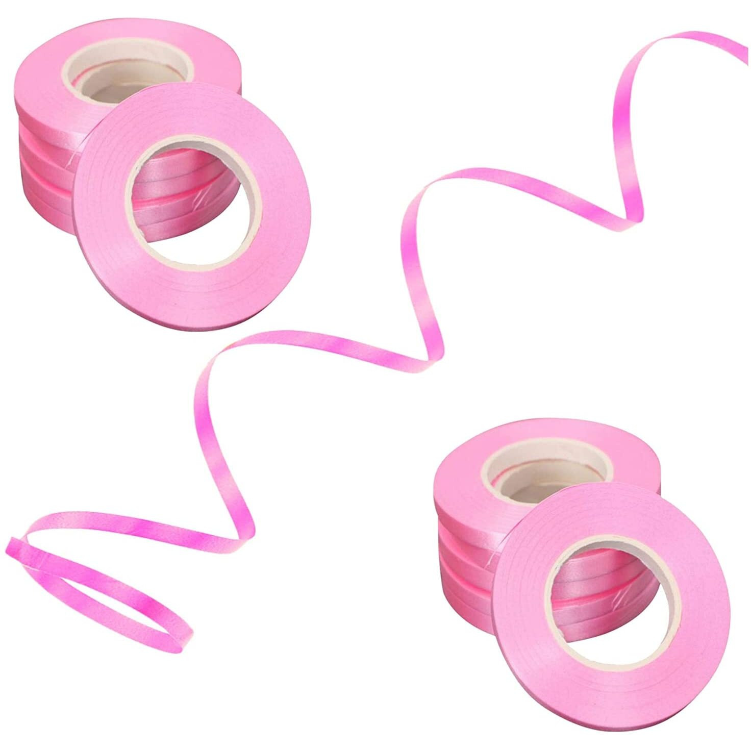Zyozique 12 Pcs Curling Ribbons For Balloons 10Meter -Each Roll Colour Balloon Curling Ribbon For Wedding Birthday Gift Wrapping Party/Curling Ribbons For Balloons Decoration - (Pink)