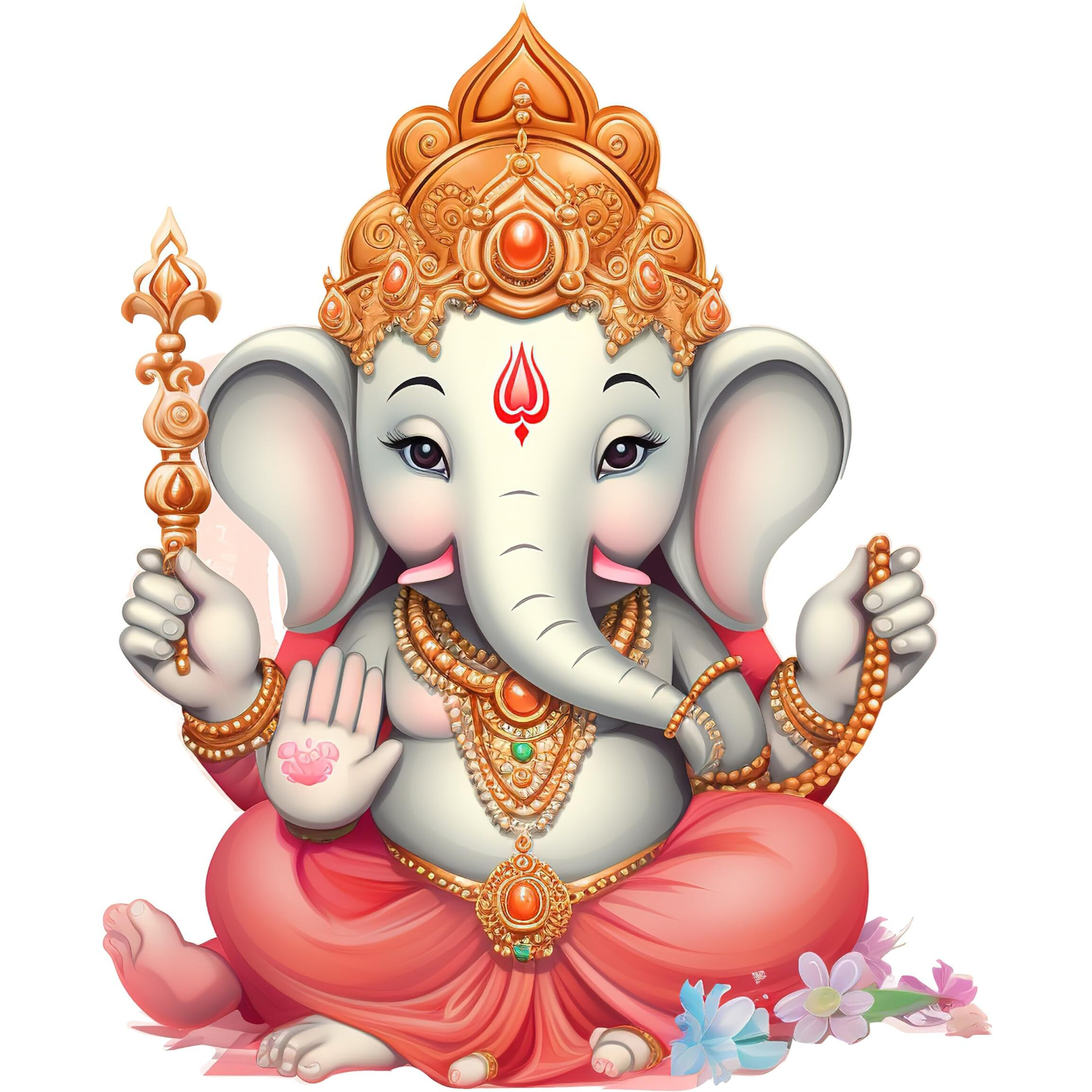 Creative Edge Pvc Vinyl Wall Sticker Cute Little Lord Ganesha Design Multicolor (61 Cm X 50 Cm, Self-Adhesive, Wall, 1 Cms)