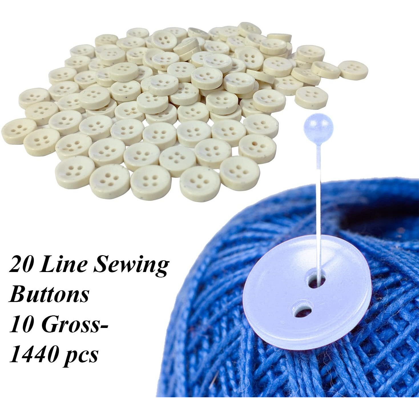 Aakriti 1/2 Inch (12.7Mm) Off-White Flatback Buttons For Sewing, Crafting, And Diy Projects  Pack Of 1440 Pieces (10 Gross)