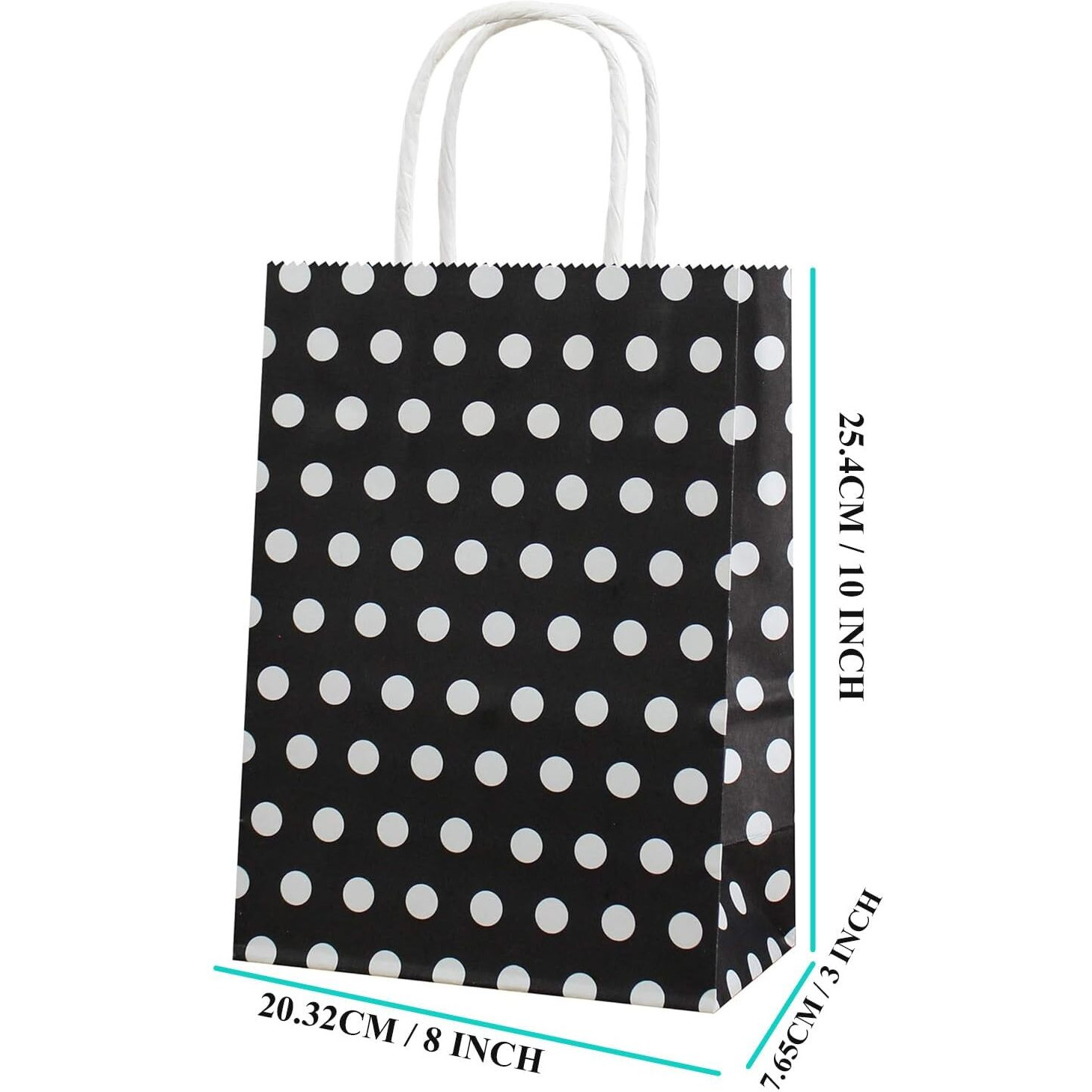 Aakriti Paper Rakhi Gift Bags With Handles Polka Dot Paper Party Favor Bags For Kids Birthday Baby Shower Wedding Festivals Holiday Party Gift Bags Polka Dot Black (10 X8X3 Inch Pack Of 25, Black)