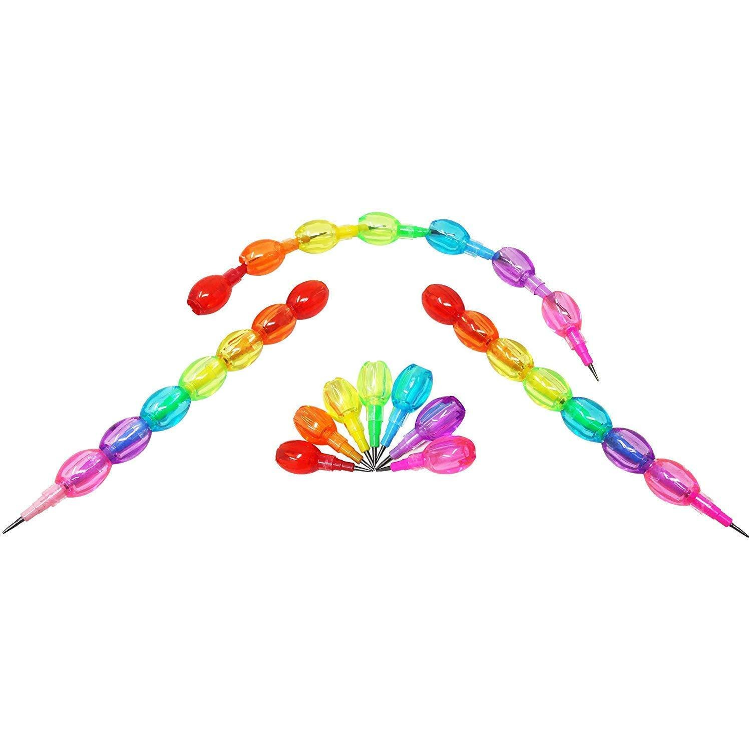 Hookcart Non-Sharpening Stacking Pencil For Kids, Pearls Moti Design Birthday Party Return Gifts (Set Of 4/Multicolor)