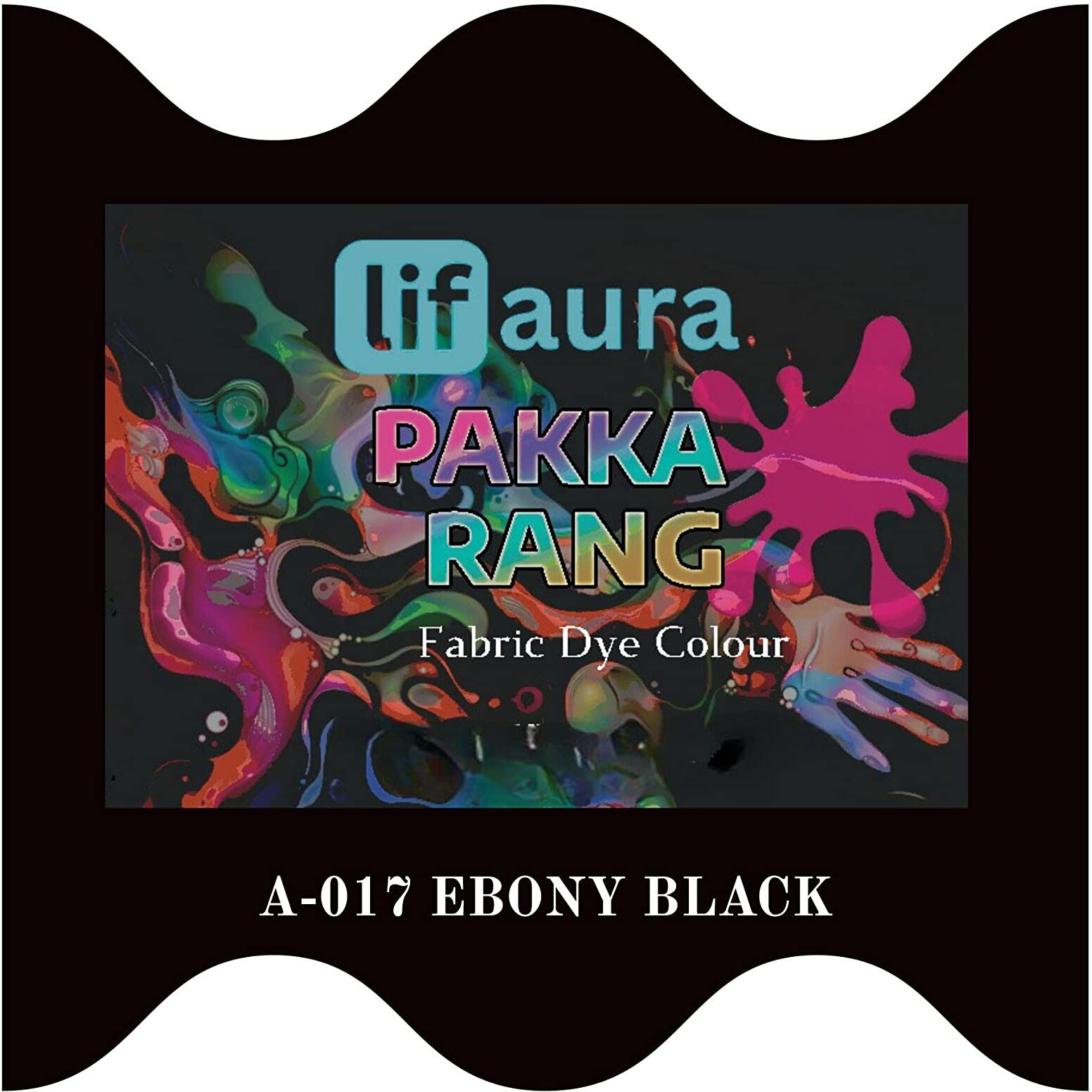 Prokart Lifaura Pakka Rang Fabric Permanent Dye Color Pack Of 5 Sachets (5G Each 25G Pack) With 30G Dyfixer Shadea-17  Ebony Black