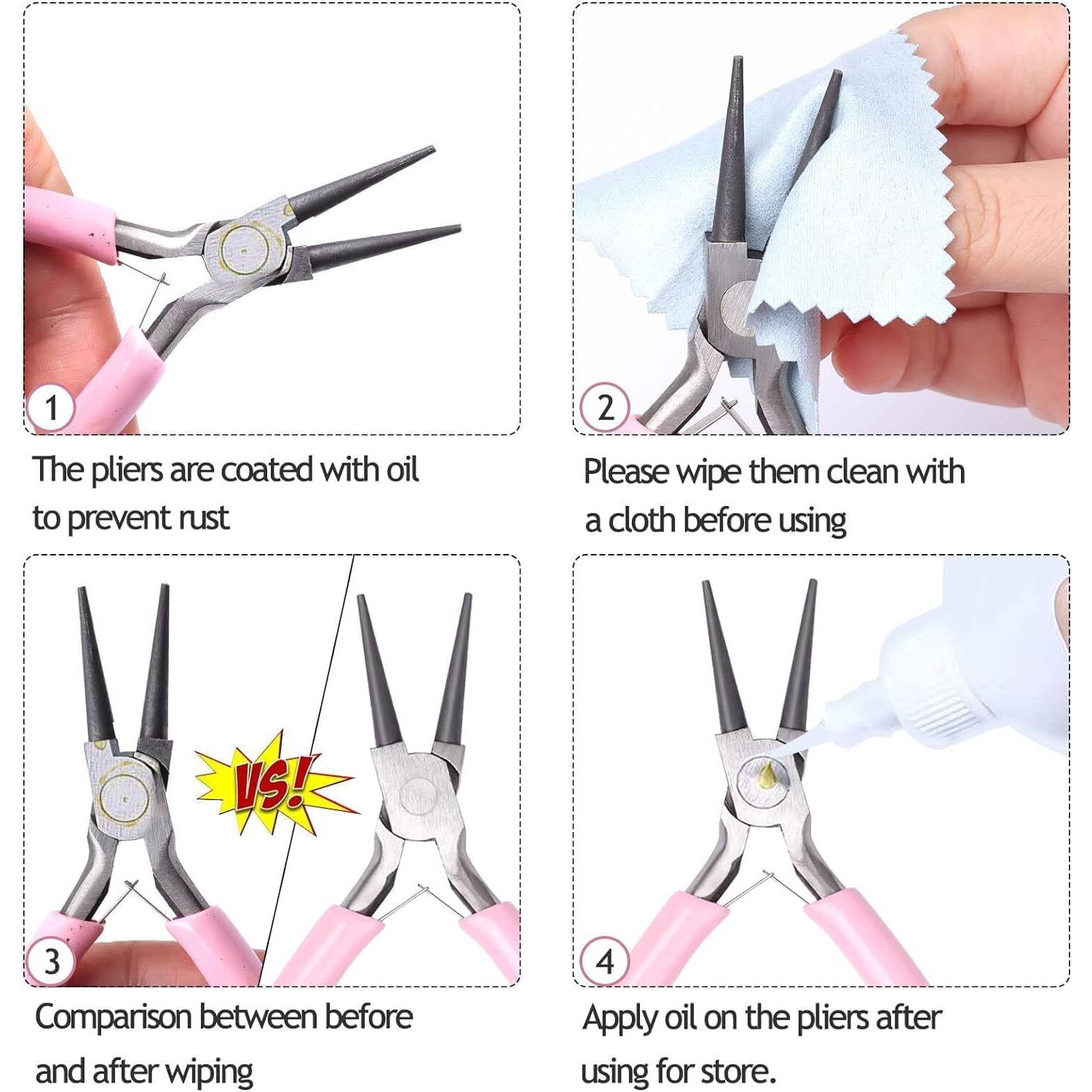 Beads N Fashion Jewellery Making Pliers Set  End Cutter, Round Nose, Chain Nose, Side Cutter & Combination Pliers  Diy Craft Tools For Wire Cutting, Wrapping & Beading Projects